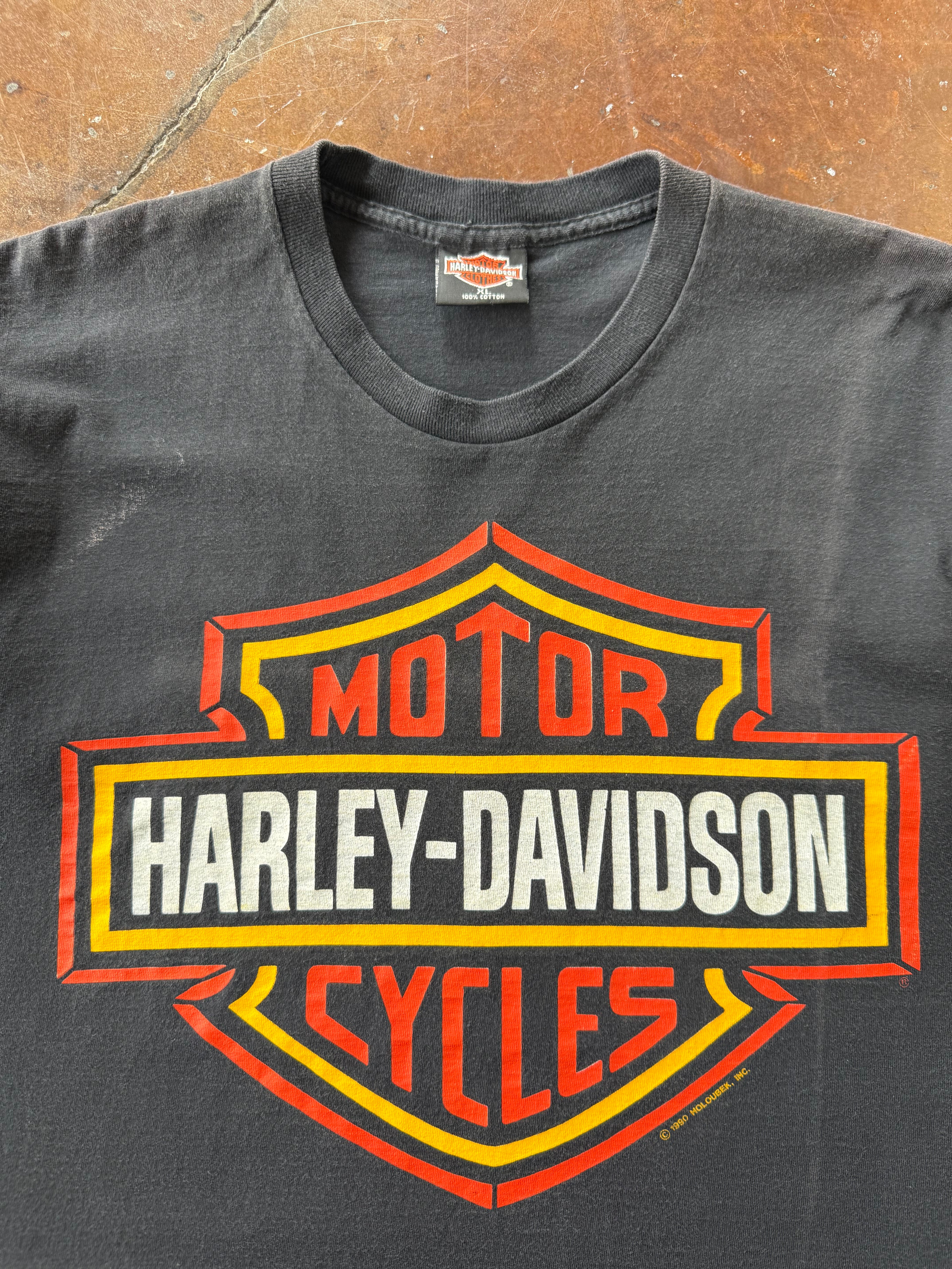 1990 Harley Davidson "orange emblem" biker shirt (XL)
