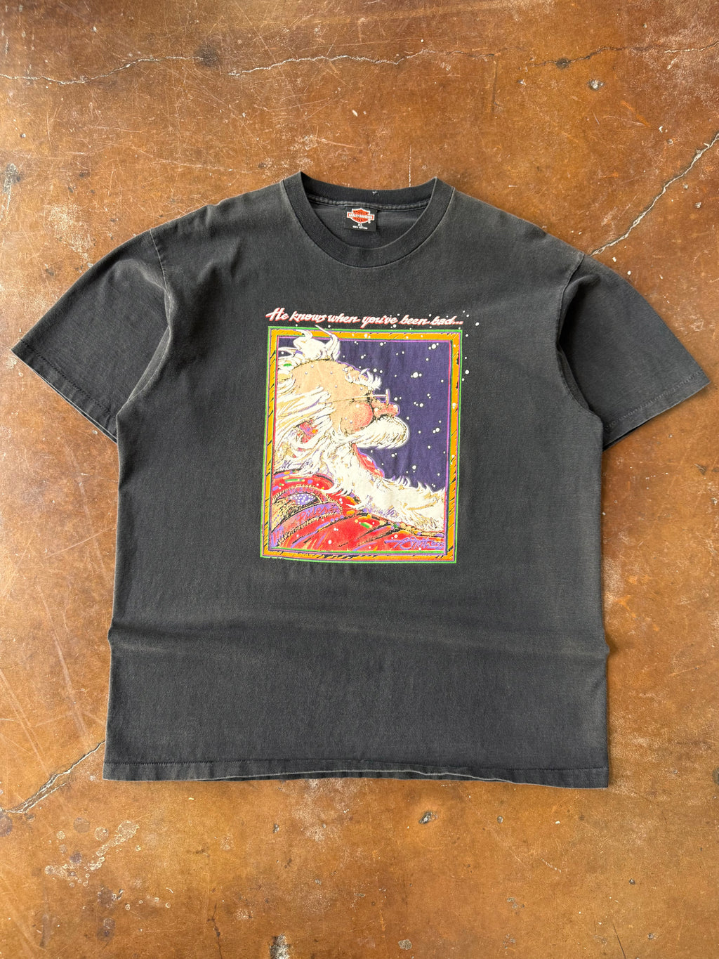 90s Harley Davidson "he knows when you've been bad" biker shirt (XL)