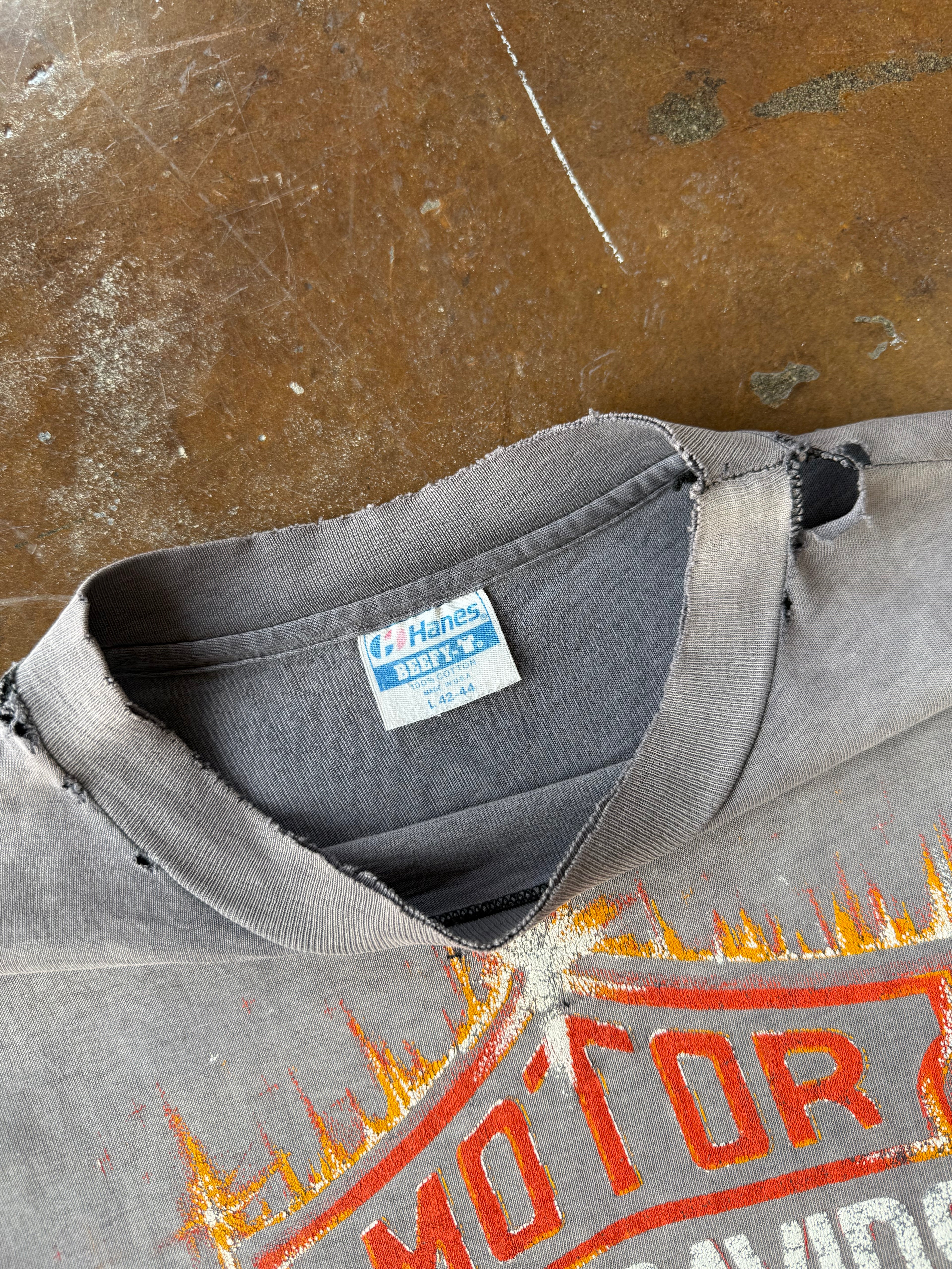 80s faded & lightly distressed Harley Davidson "shining shield" biker shirt (LARGE)