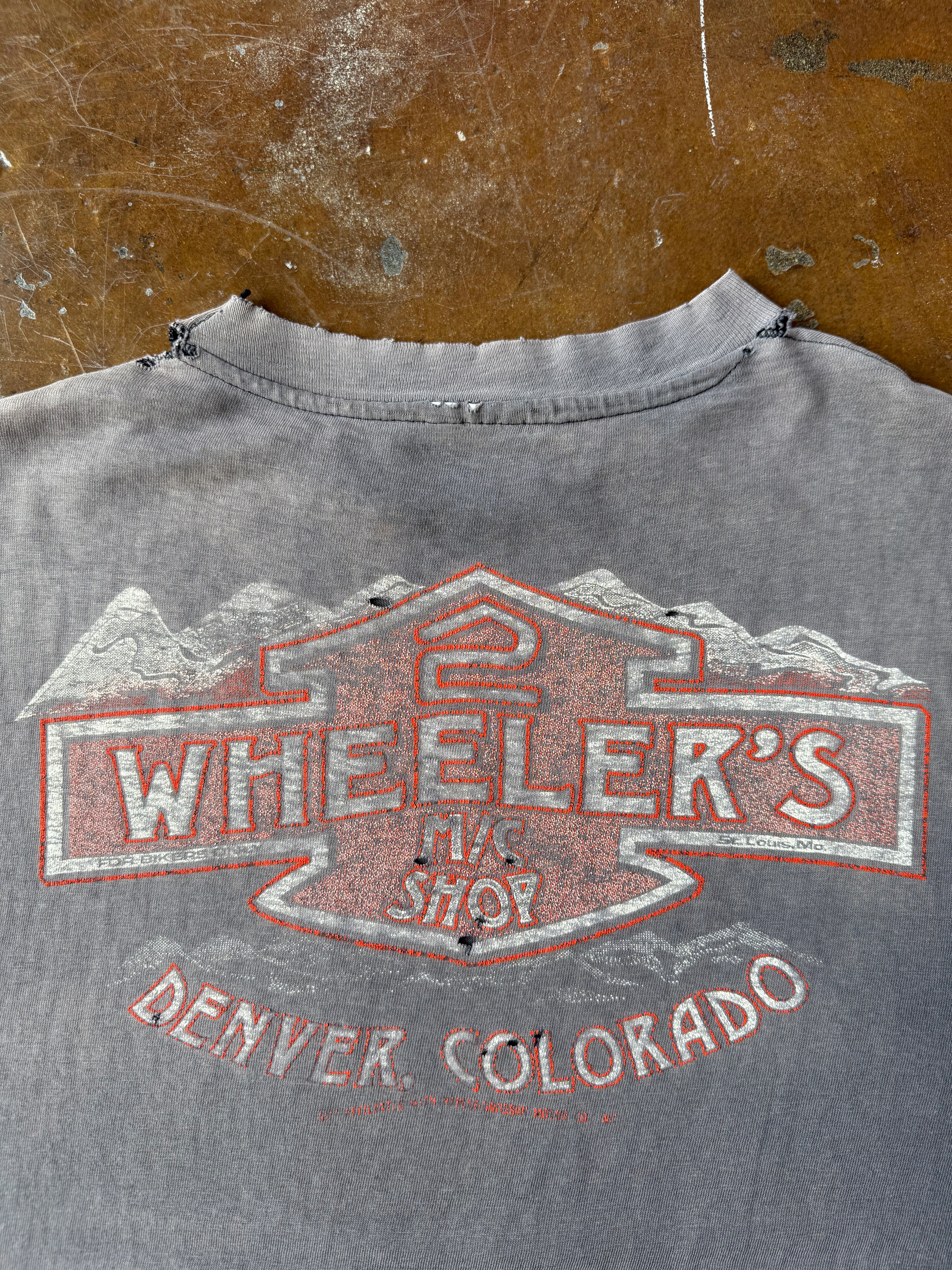 80s faded & lightly distressed Harley Davidson "shining shield" biker shirt (LARGE)