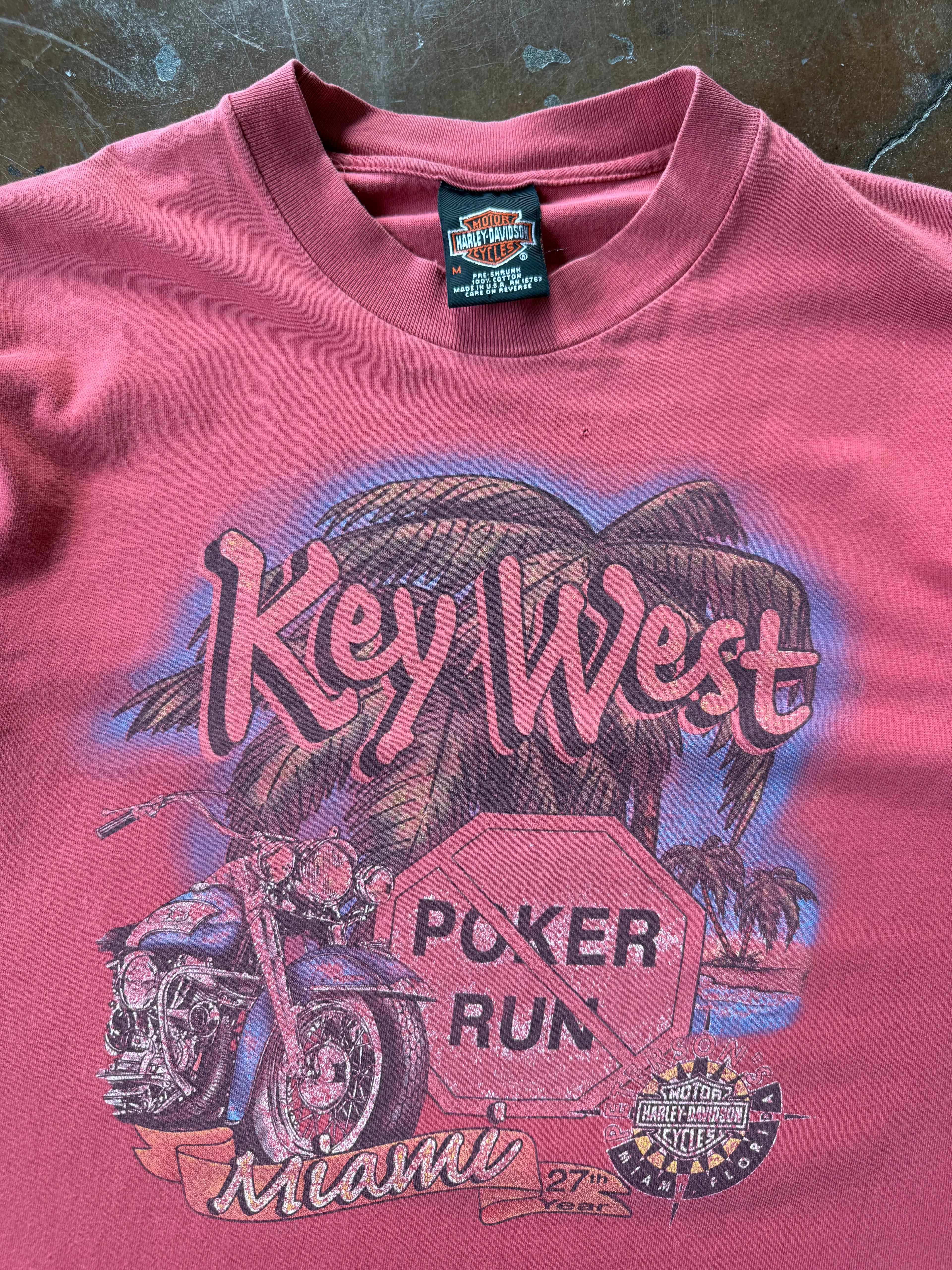 1999 lightly faded Harley Davidson "poker run" biker shirt (MEDIUM)