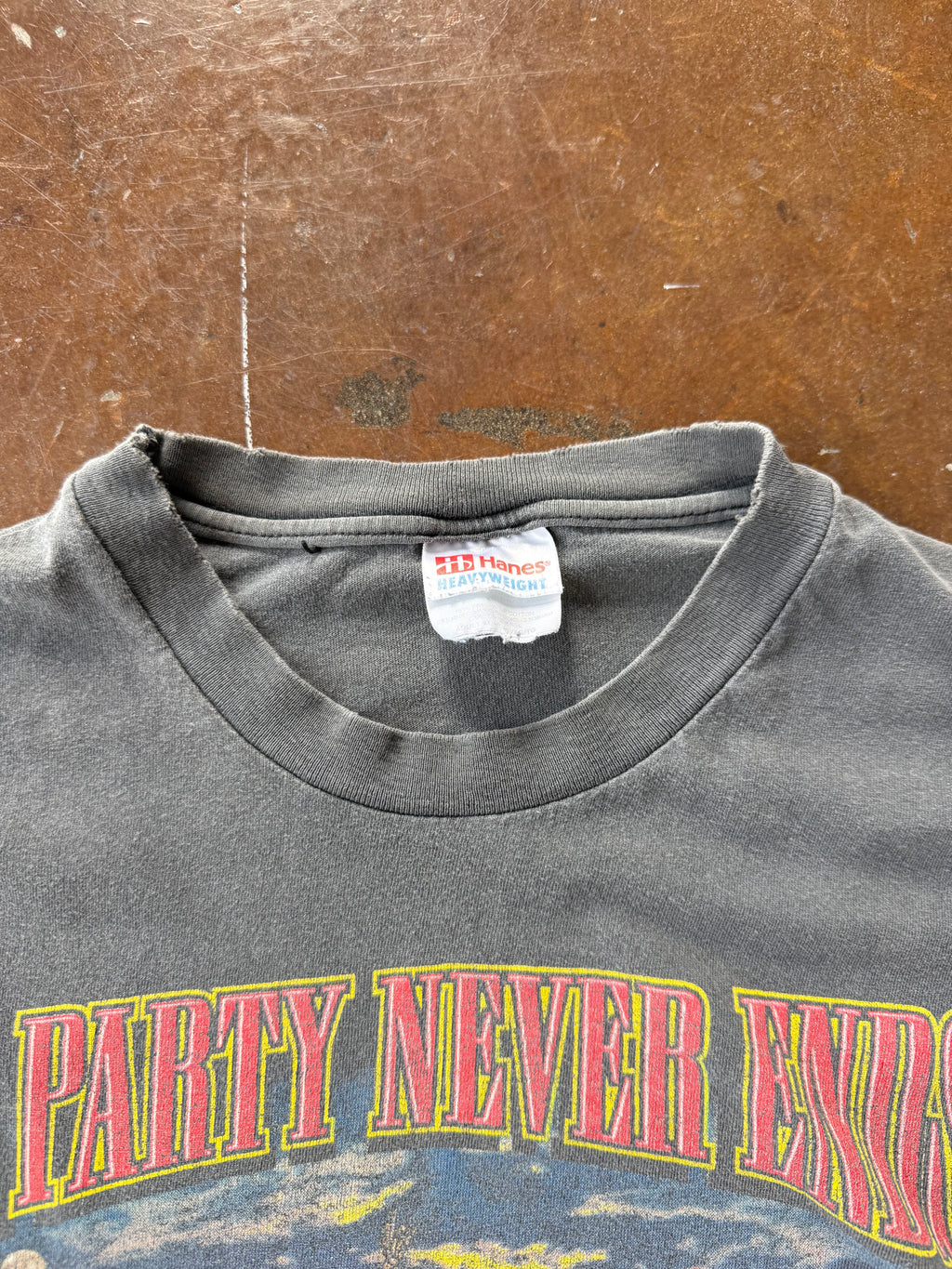 2001 faded Spring Rally "the party never ends" biker shirt (XL)