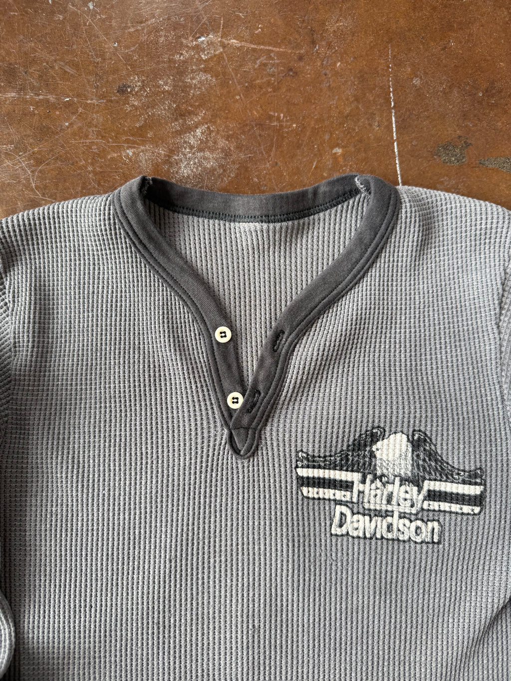 80s Harley Davidson thermal longsleeve shirt (MEDIUM)