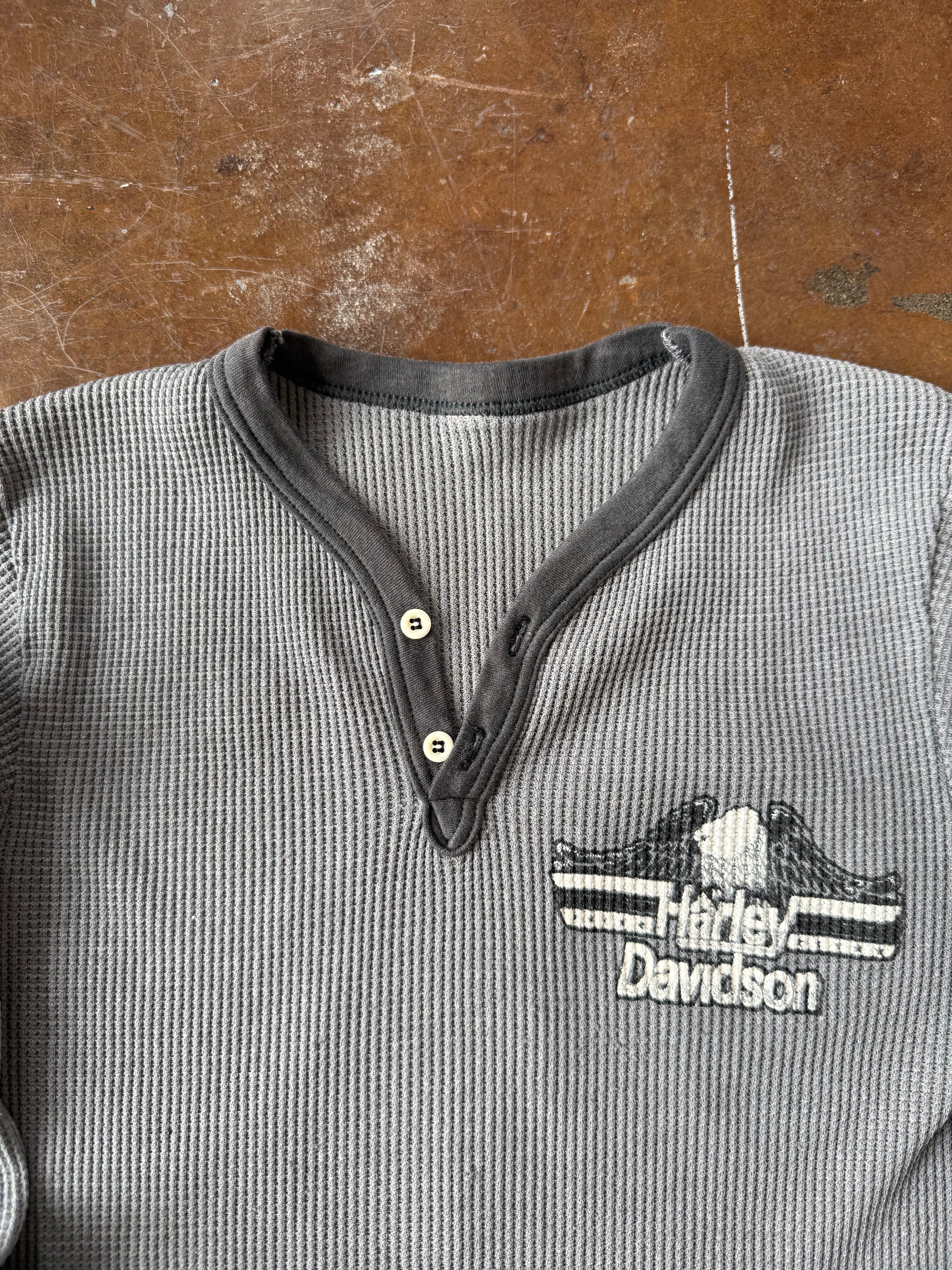 80s Harley Davidson thermal longsleeve shirt (MEDIUM)