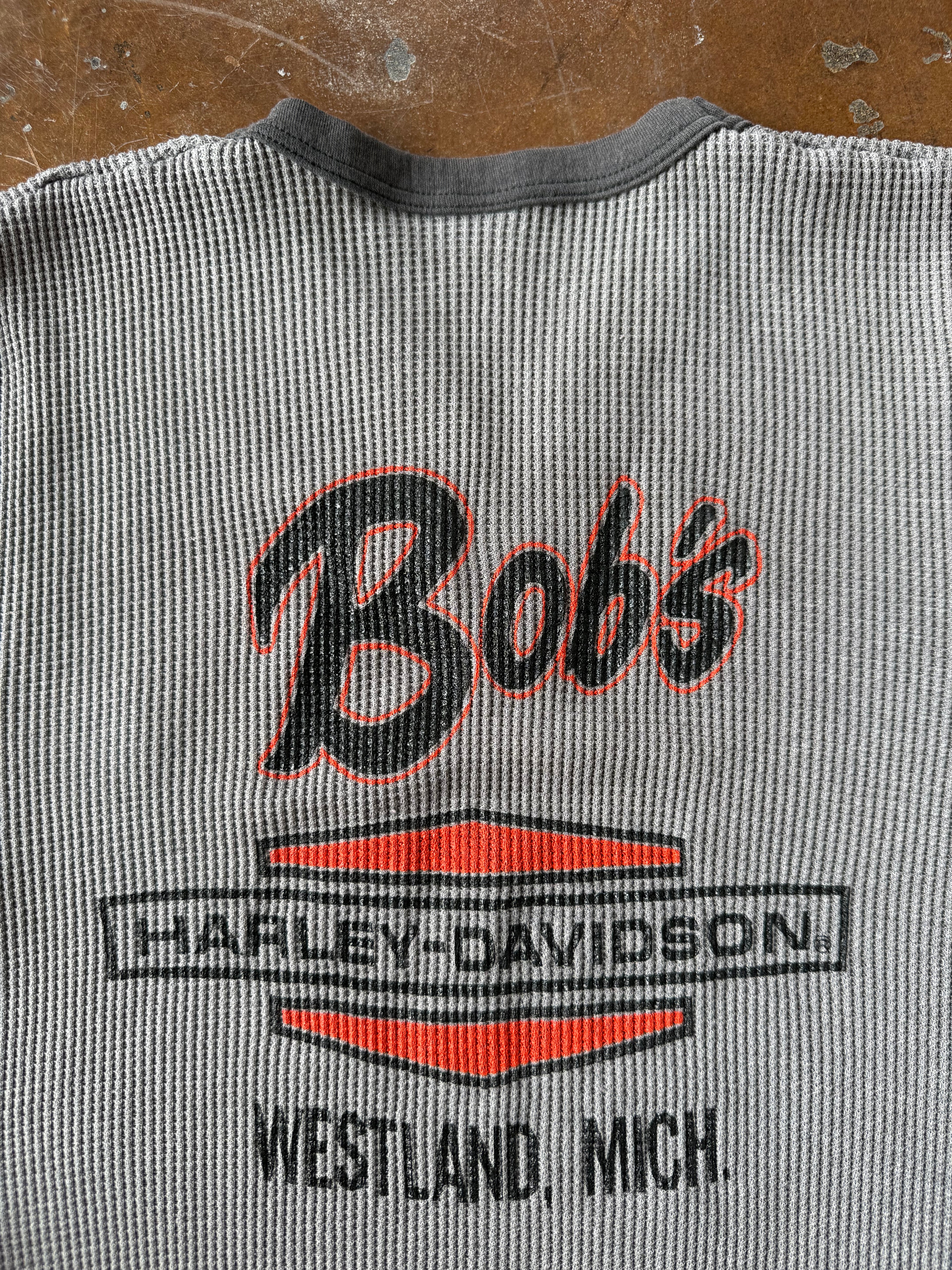 80s Harley Davidson thermal longsleeve shirt (MEDIUM)