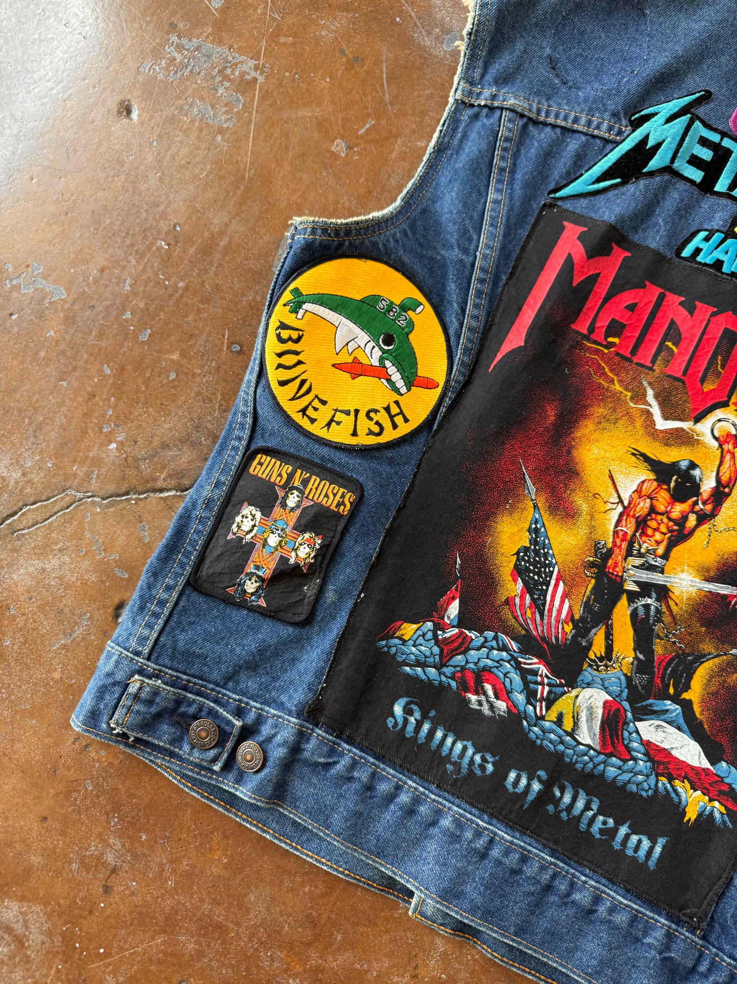 80s Levi's Band Patchwork Battle Vest (LARGE)