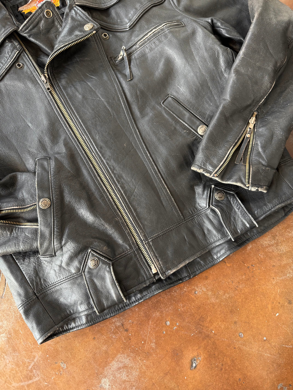 90s Harley Davidson Motorcycle leather jacket (LARGE)