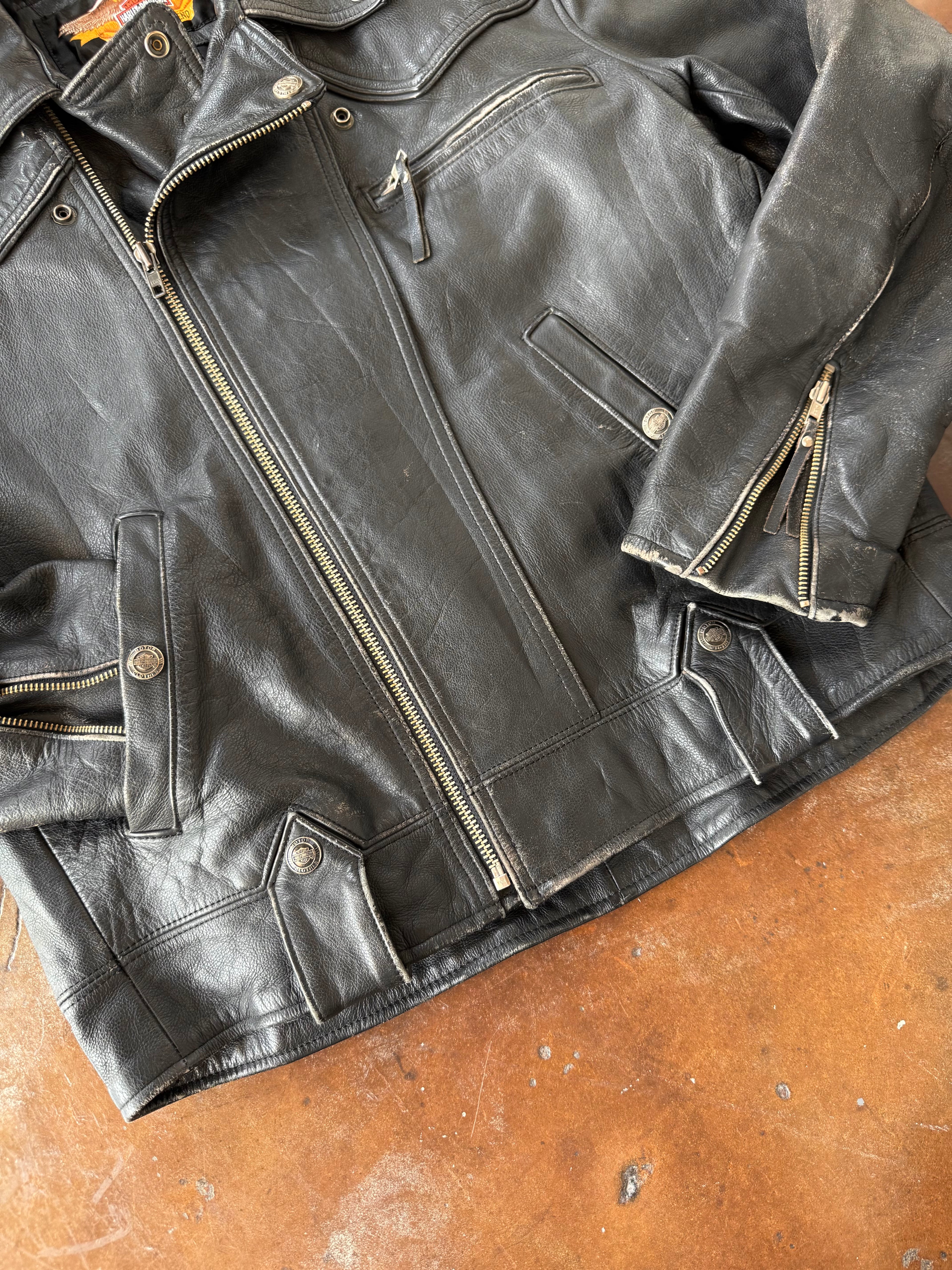 90s Harley Davidson Motorcycle leather jacket (LARGE)