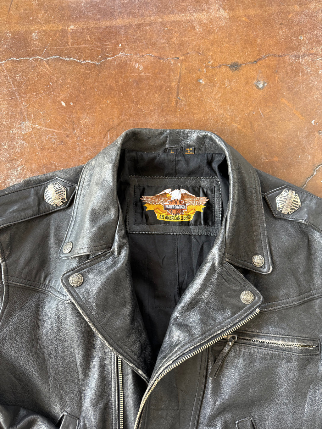 90s Harley Davidson Motorcycle leather jacket (LARGE)