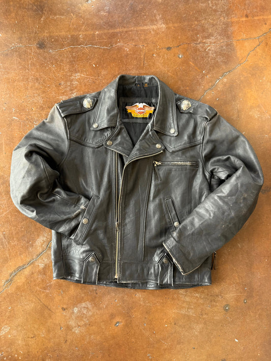 90s Harley Davidson Motorcycle leather jacket (LARGE)