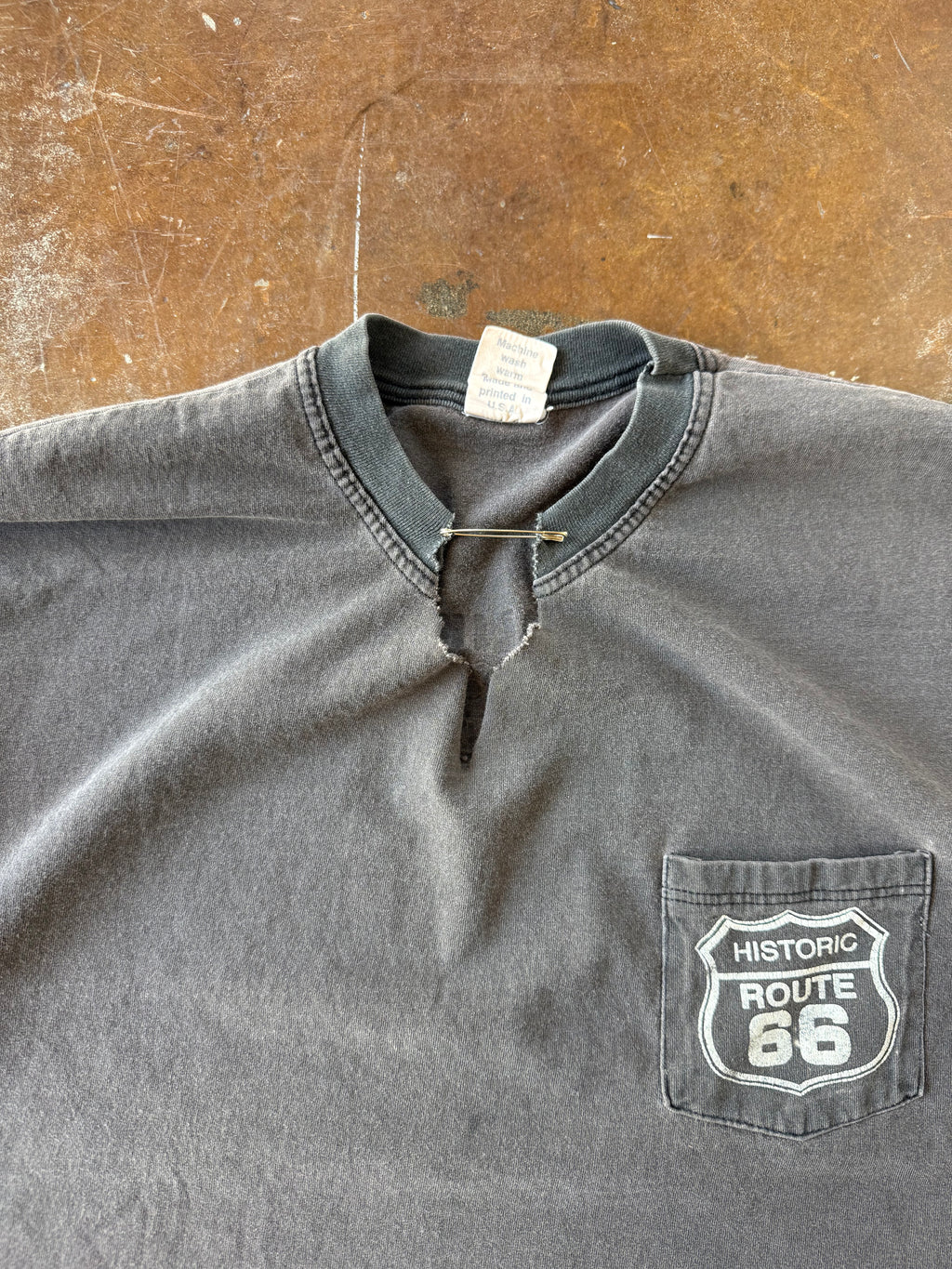 1994 lightly faded & distressed Route 66 "get your kicks" pocket shirt (XL)