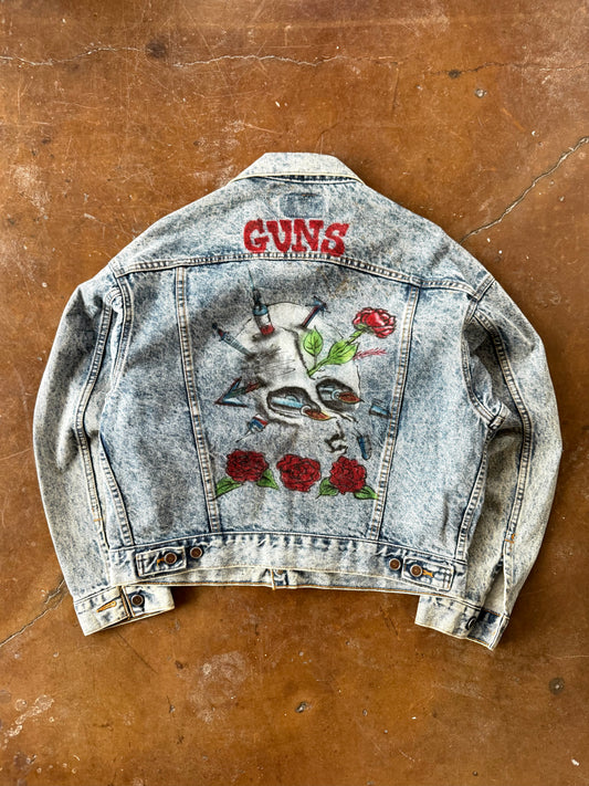 80s faded Levi's custom hand-drawn "guns n' roses" jacket (MEDIUM)