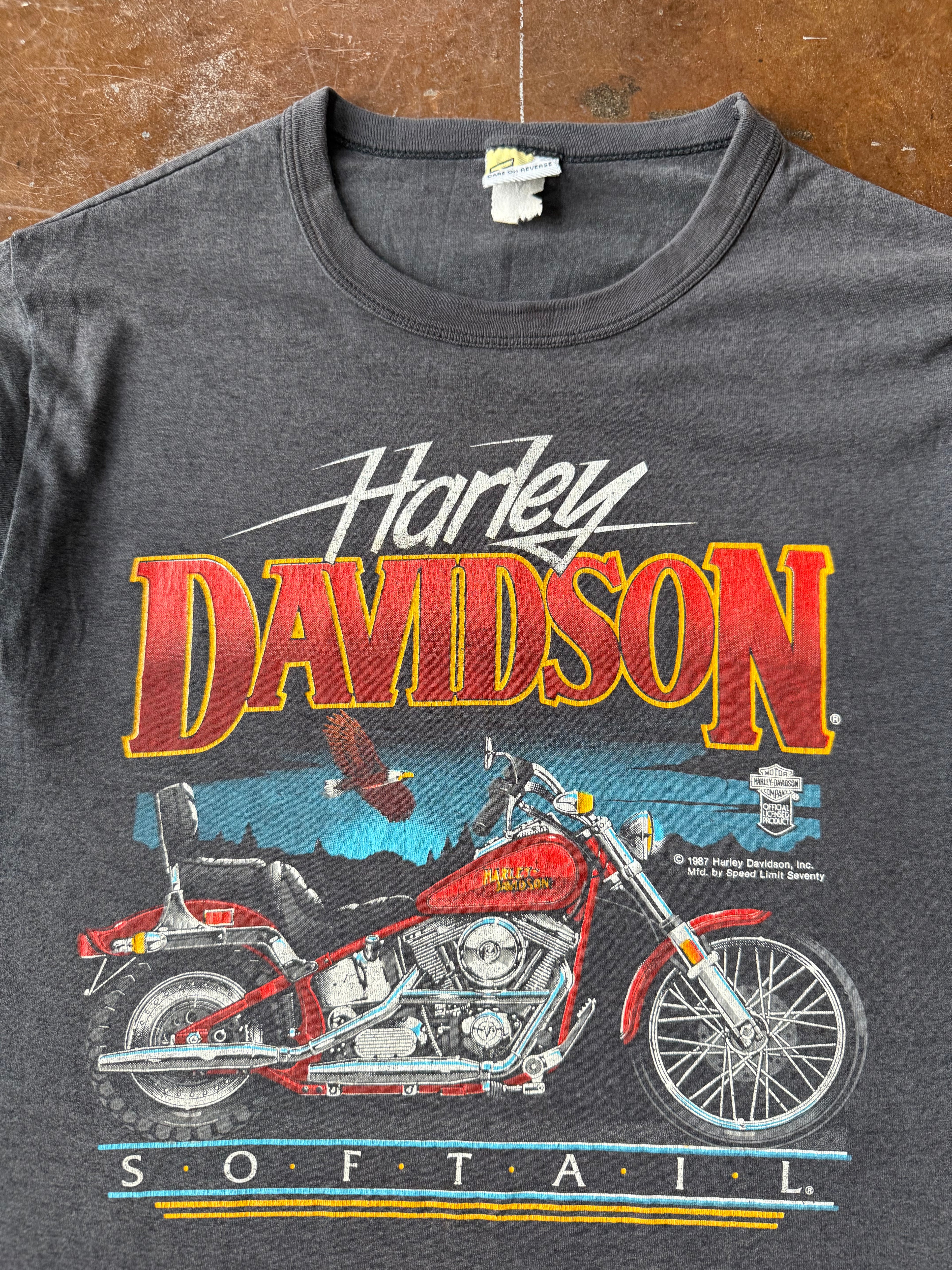 1987 Harley Davidson "softail" biker shirt (LARGE)