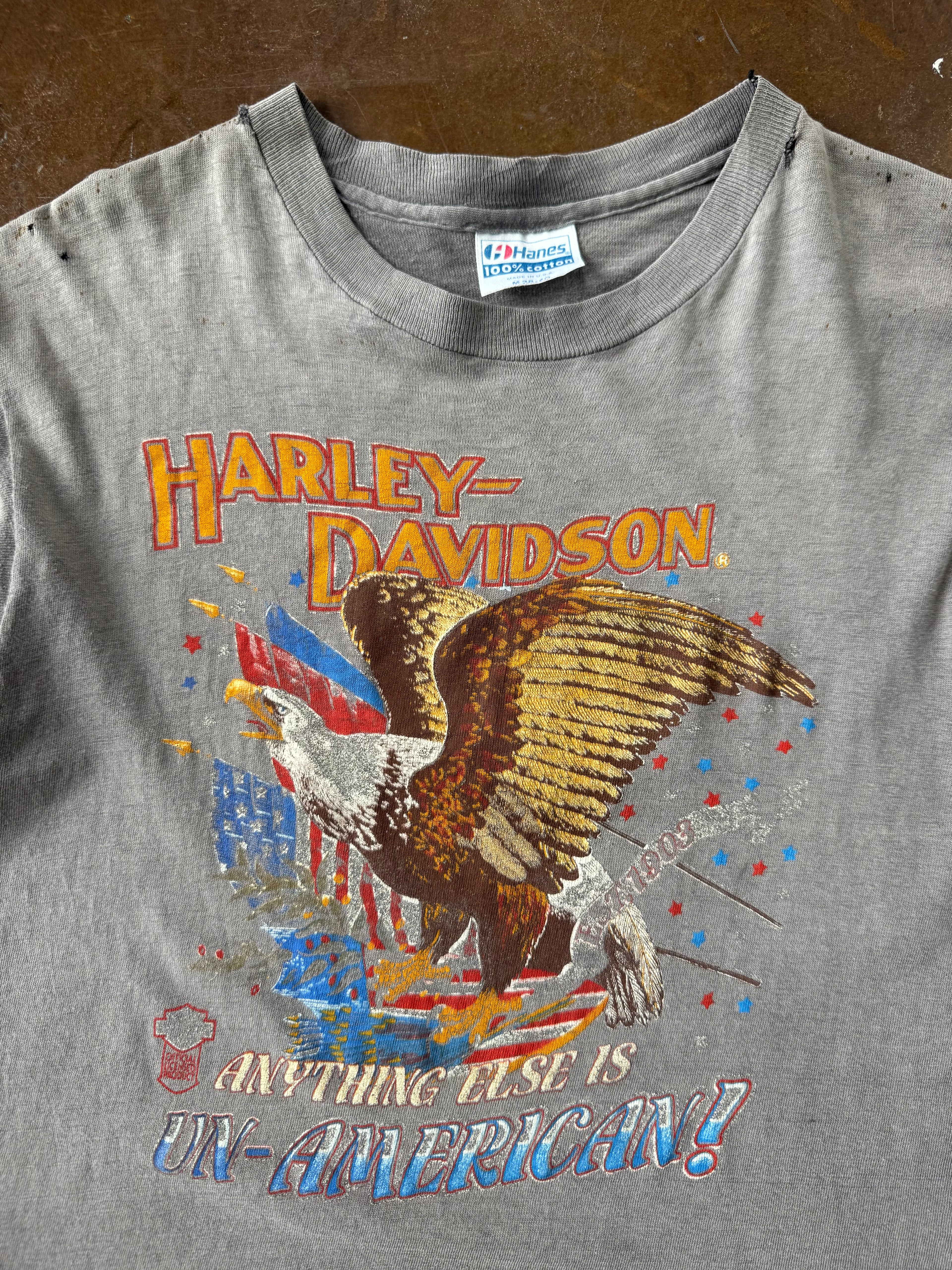 80s faded Harley Davidson "anything else is un-american" shirt (MEDIUM)