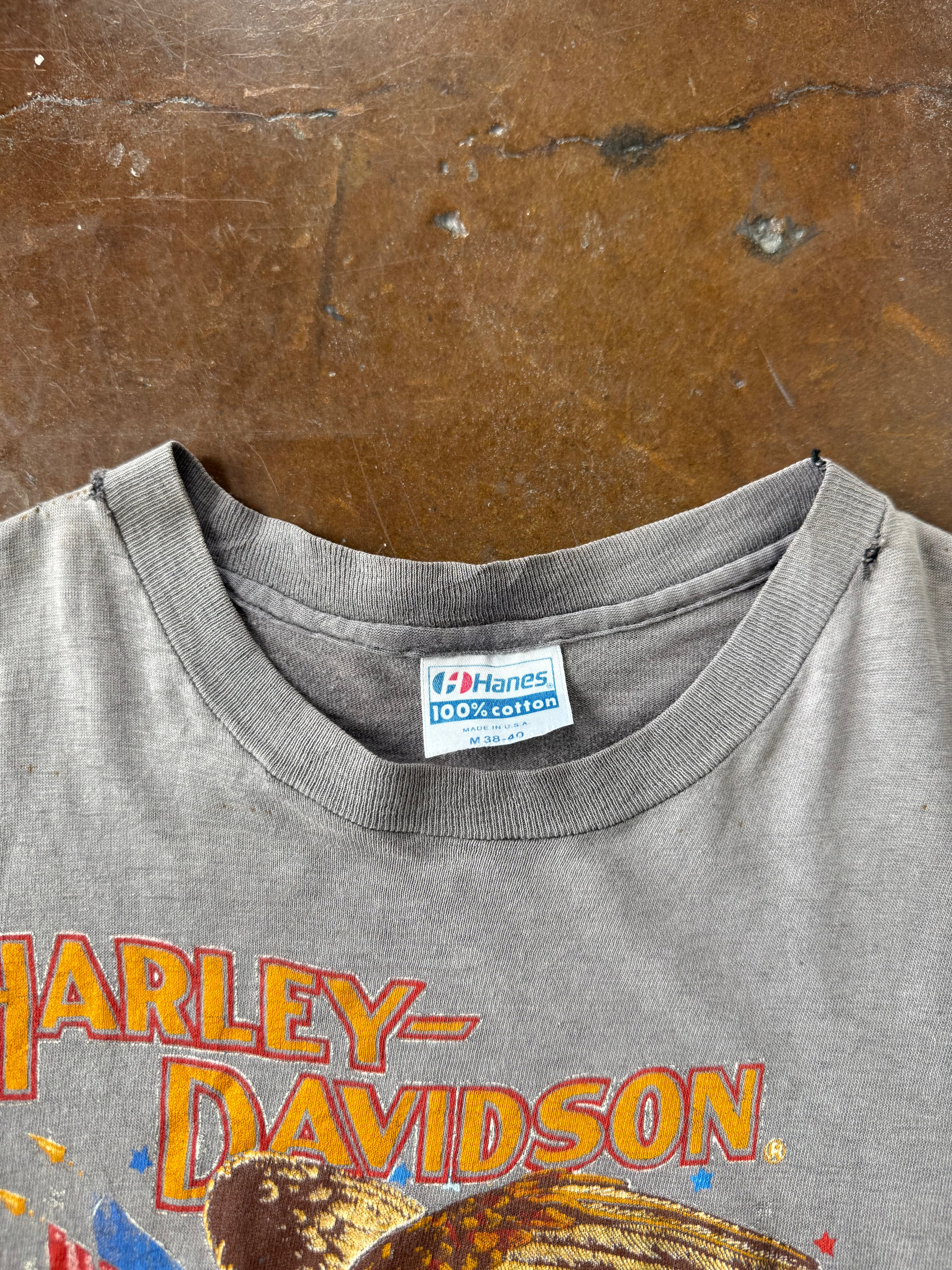 80s faded Harley Davidson "anything else is un-american" shirt (MEDIUM)