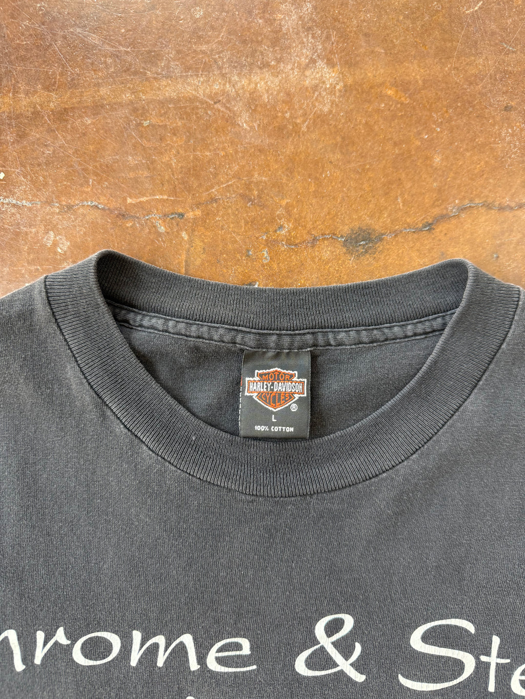 1993 Harley Davidson "chrome & steel" biker shirt (LARGE)
