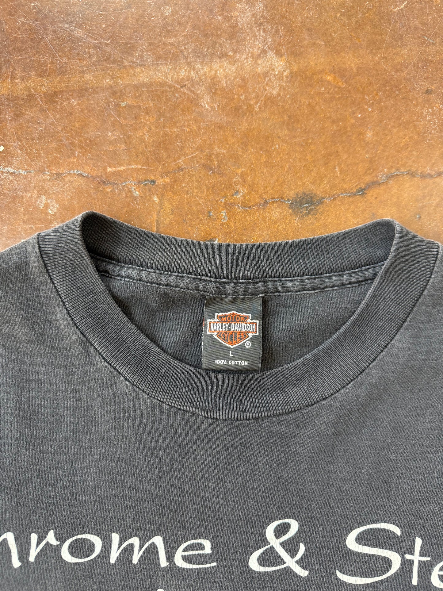 1993 Harley Davidson "chrome & steel" biker shirt (LARGE)