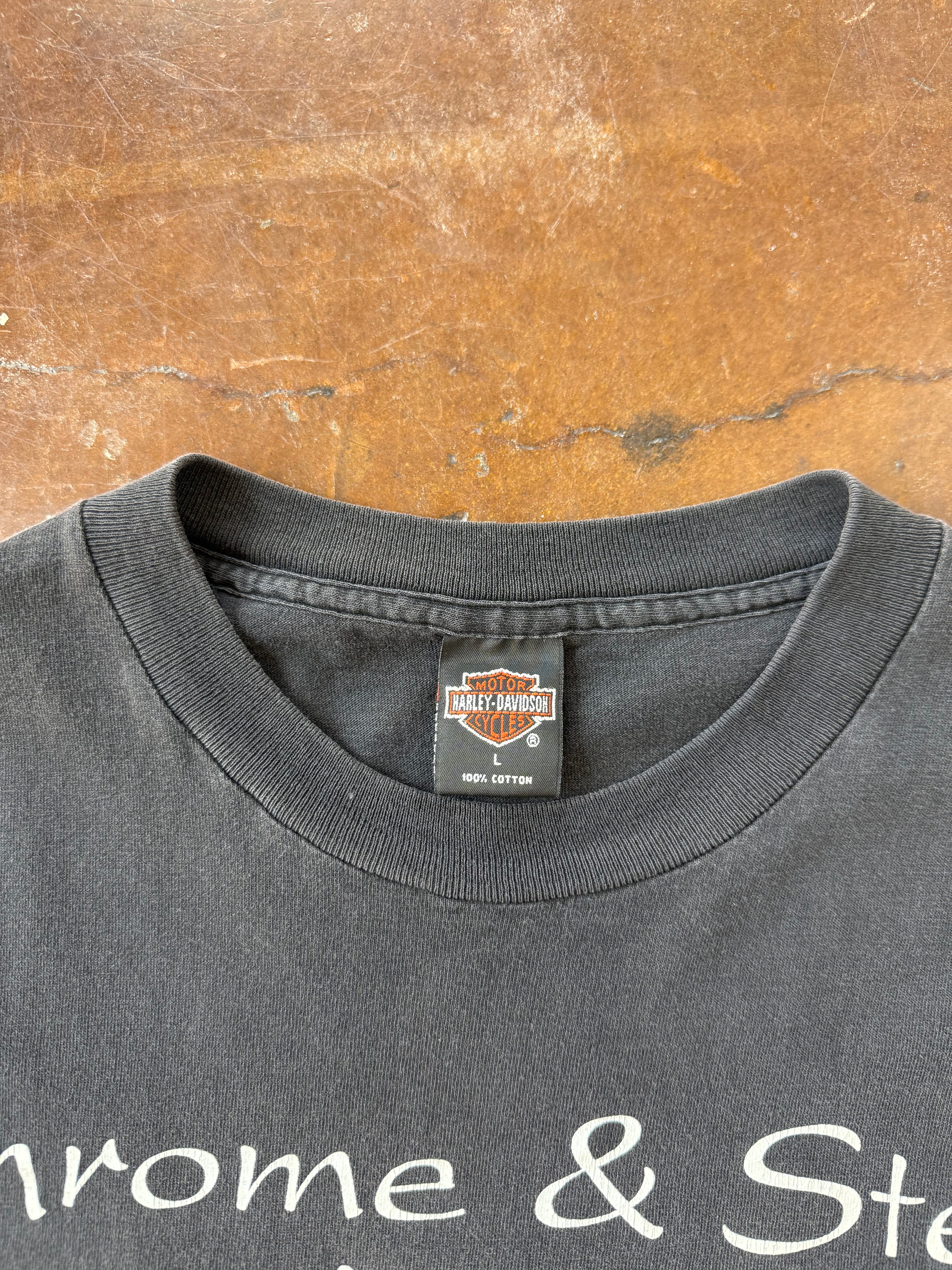 1993 Harley Davidson "chrome & steel" biker shirt (LARGE)