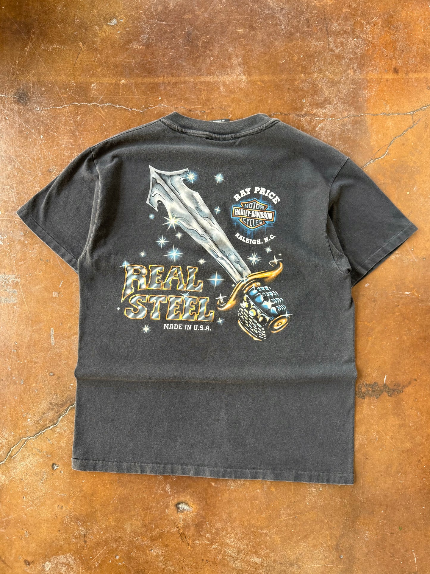 1996 Harley Davidson "real steel" biker shirt (LARGE)