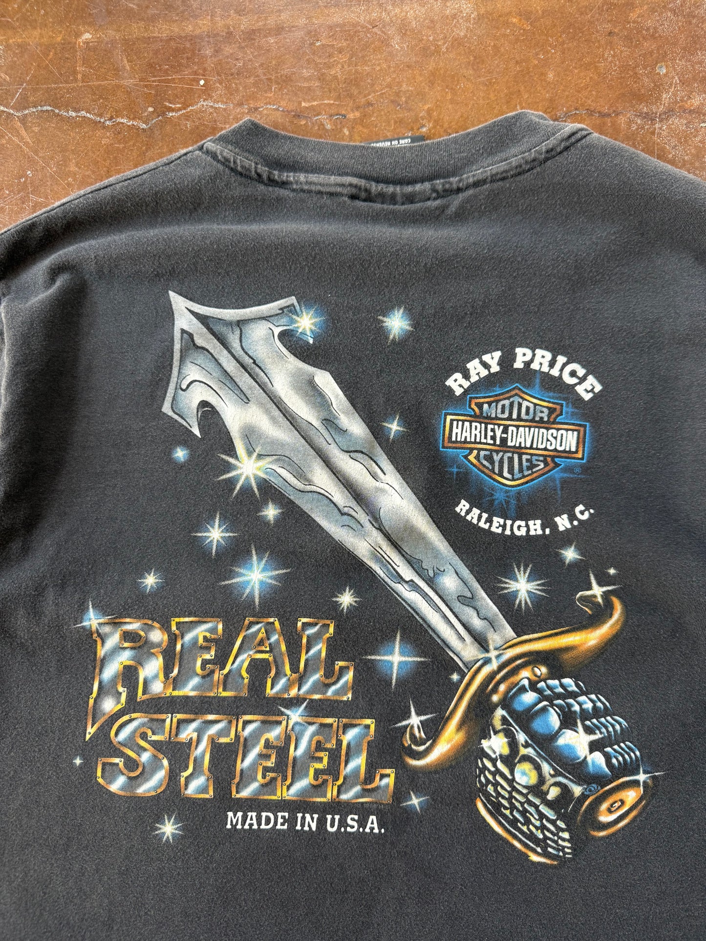 1996 Harley Davidson "real steel" biker shirt (LARGE)