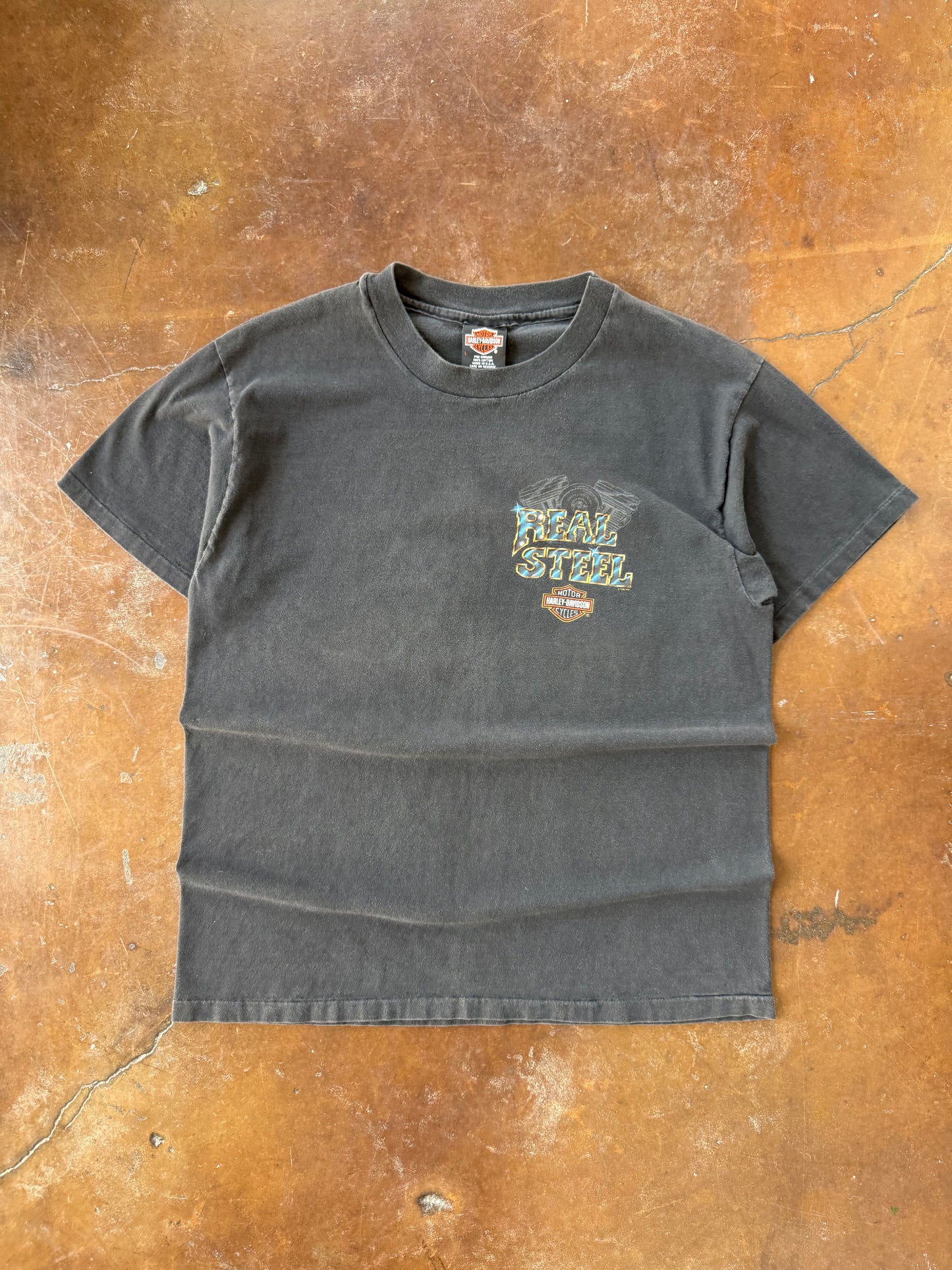 1996 Harley Davidson "real steel" biker shirt (LARGE)