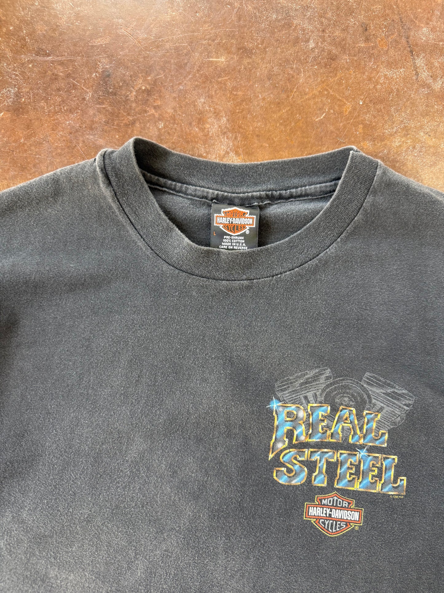 1996 Harley Davidson "real steel" biker shirt (LARGE)