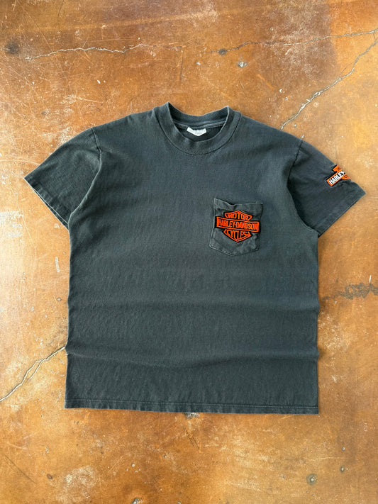 80s Harley Davidson embroidered logo pocket shirt (LARGE)