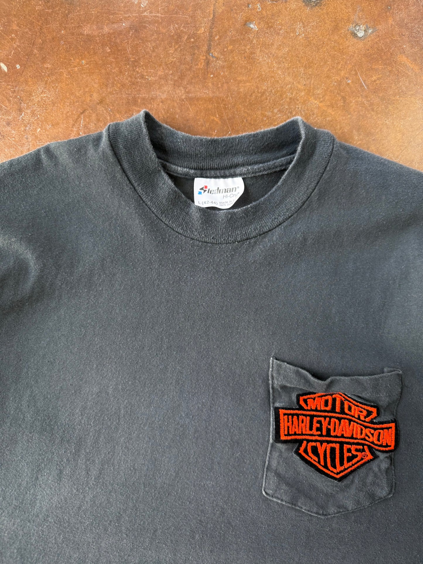80s Harley Davidson embroidered logo pocket shirt (LARGE)