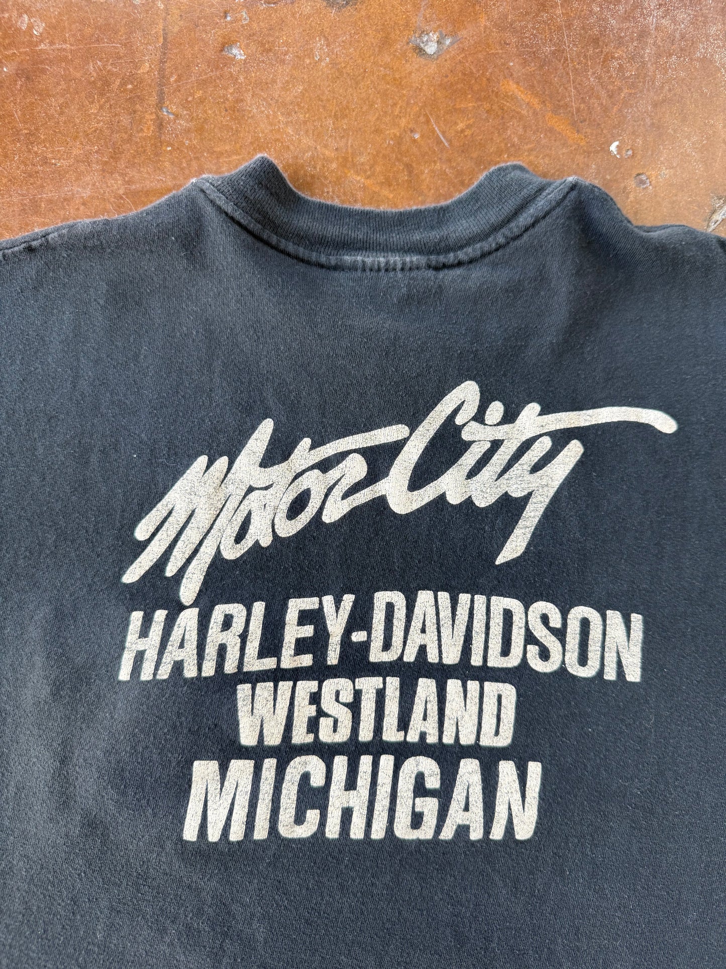 80s Harley Davidson embroidered logo pocket shirt (LARGE)