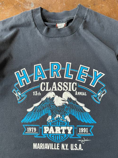 1991 Harley Davidson "blue eagle logo" biker shirt (LARGE)