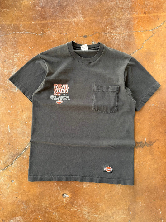 90s Harley Davidson "real men wear black" pocket shirt (LARGE)