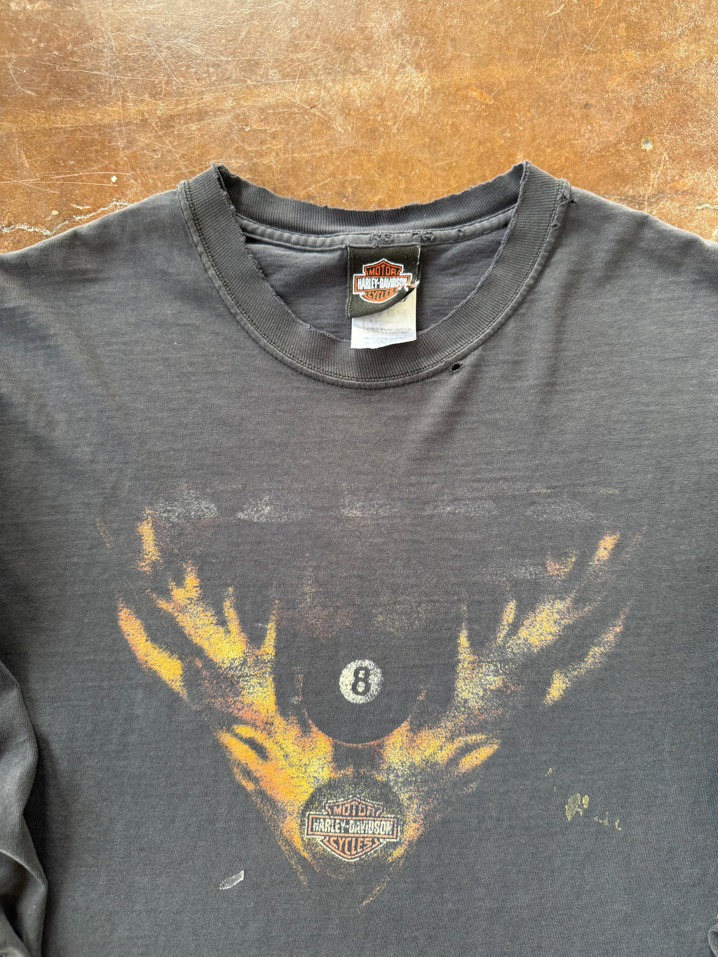 2000s faded Harley Davidson "flame 8-ball" longsleeve shirt (LARGE)