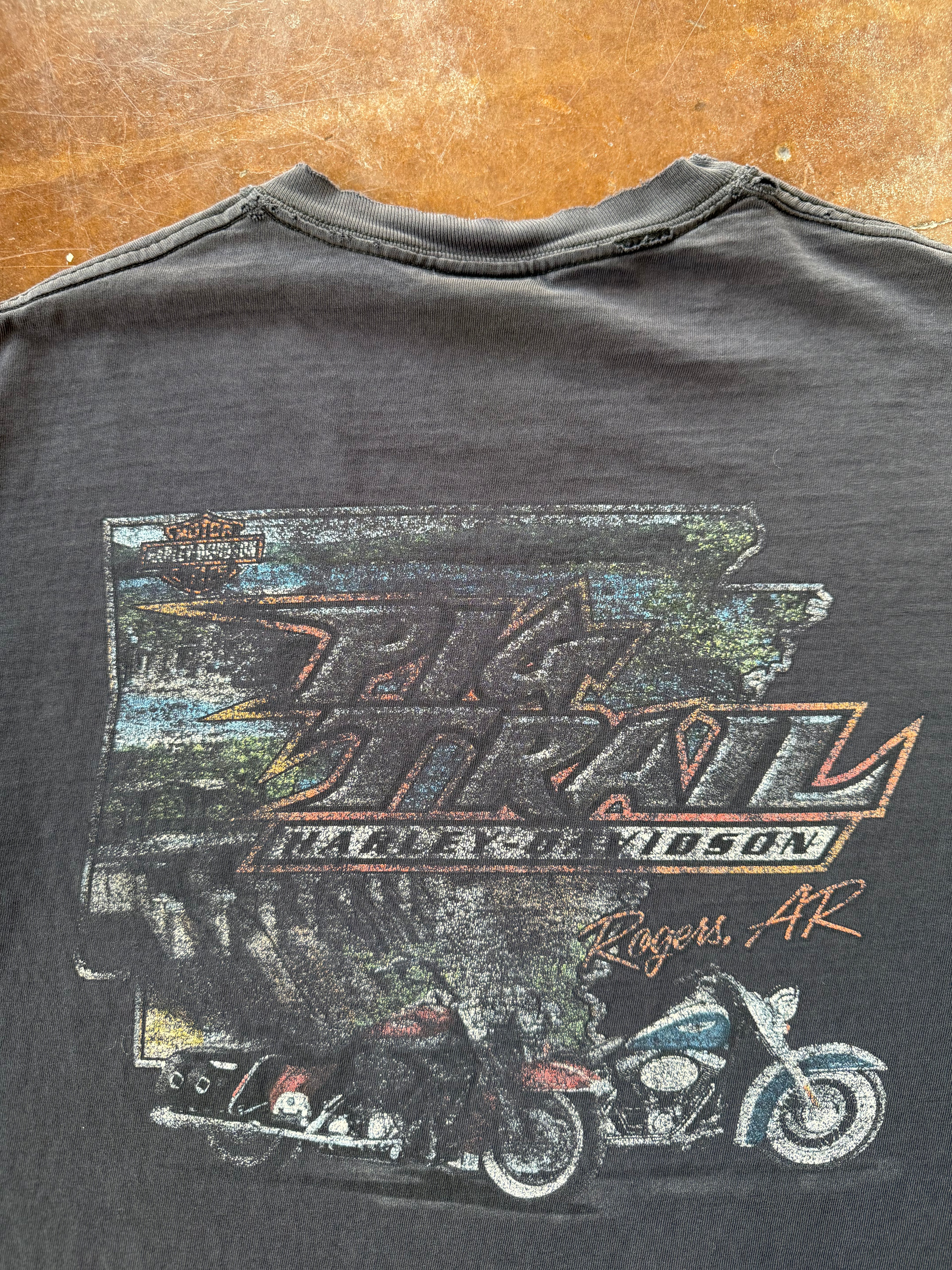 2000s faded Harley Davidson "flame 8-ball" longsleeve shirt (LARGE)