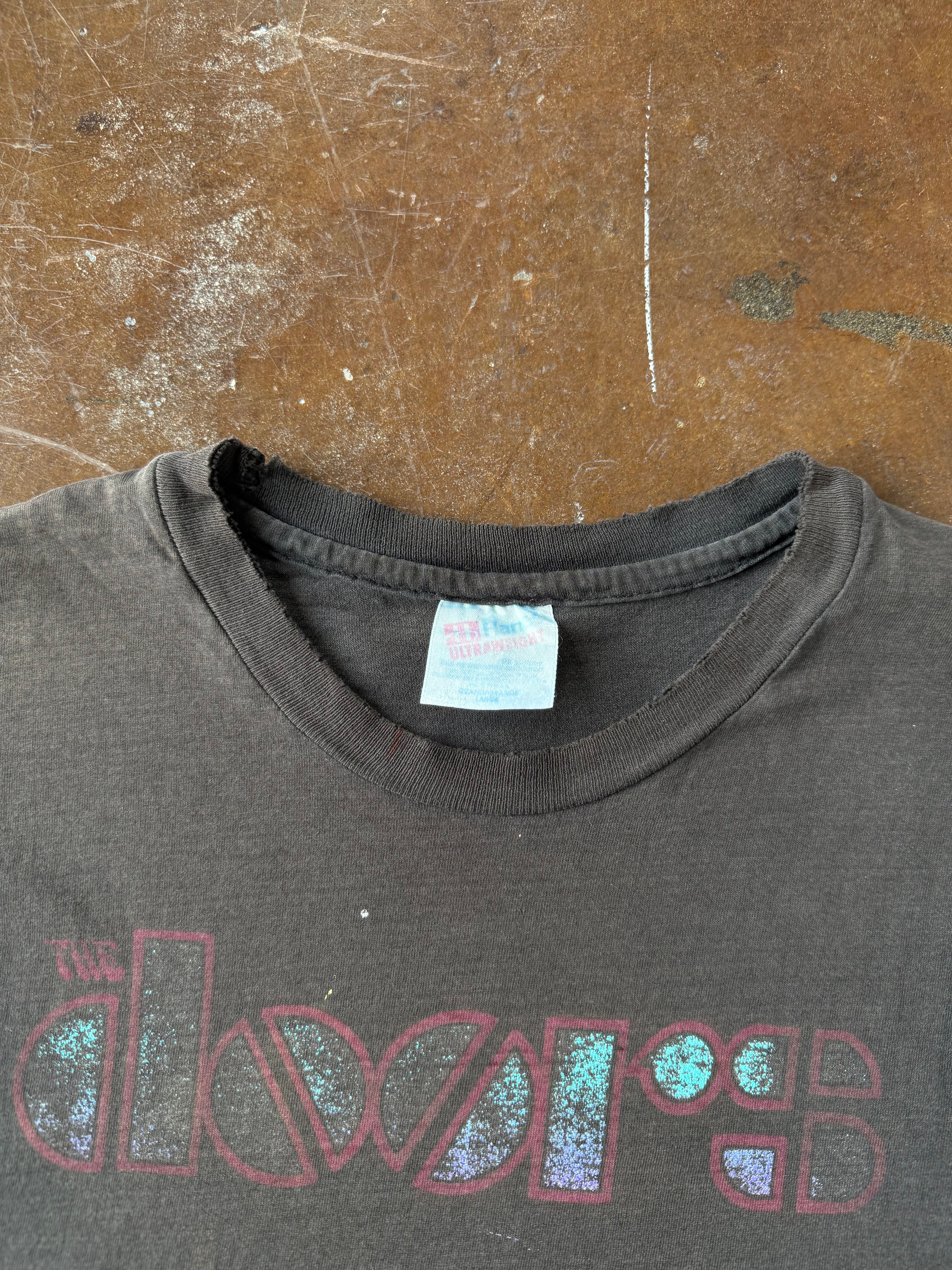 1990 faded & cropped The Doors "dance on fire" band shirt (LARGE)
