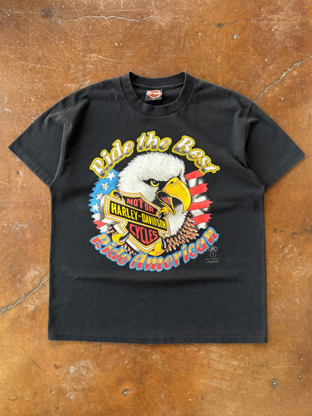 90s Harley Davidson "ride american" biker shirt (LARGE)