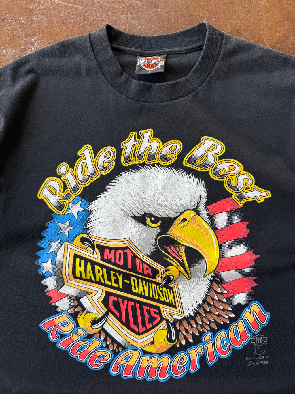 90s Harley Davidson "ride american" biker shirt (LARGE)