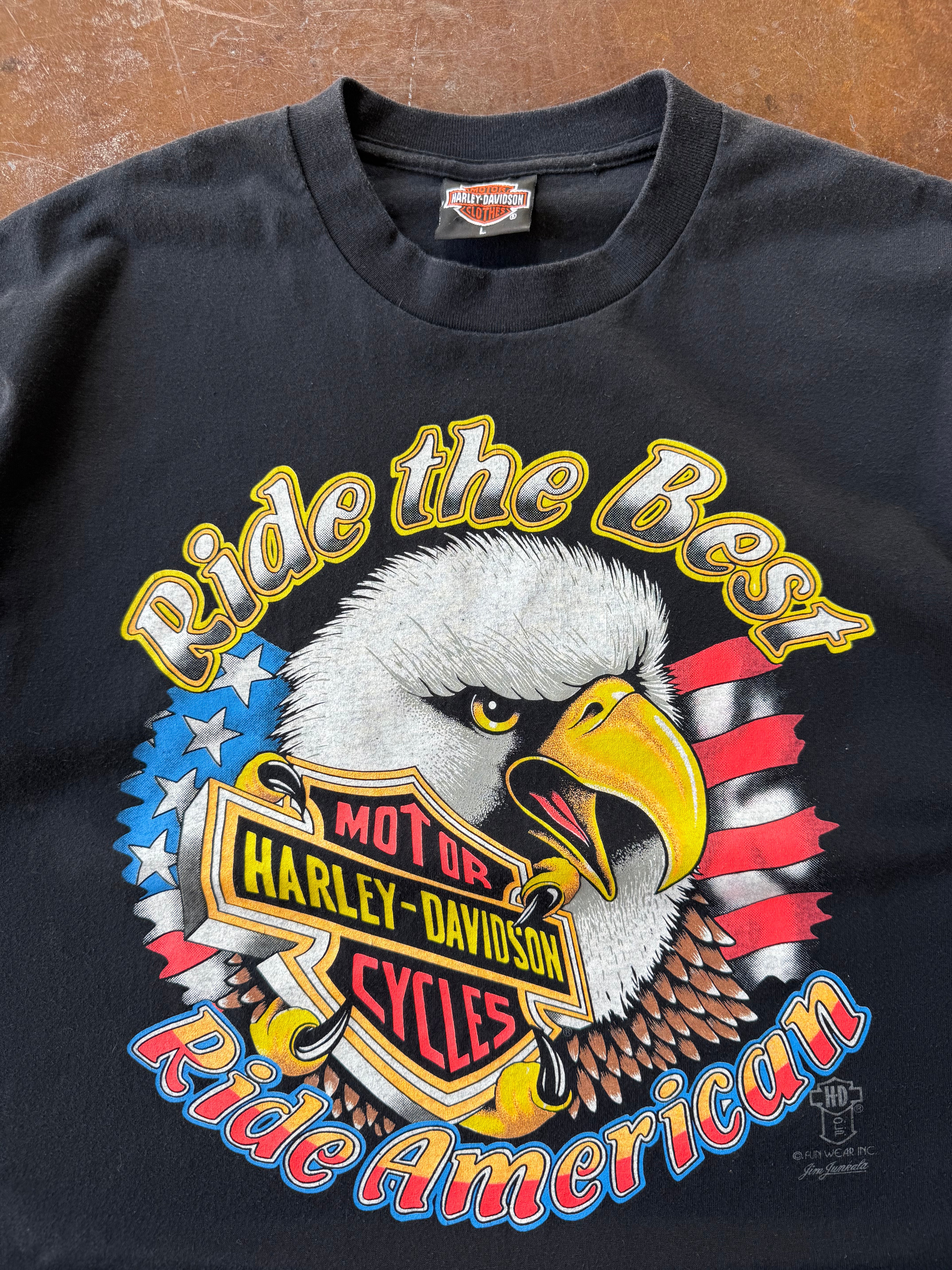 90s Harley Davidson "ride american" biker shirt (LARGE)