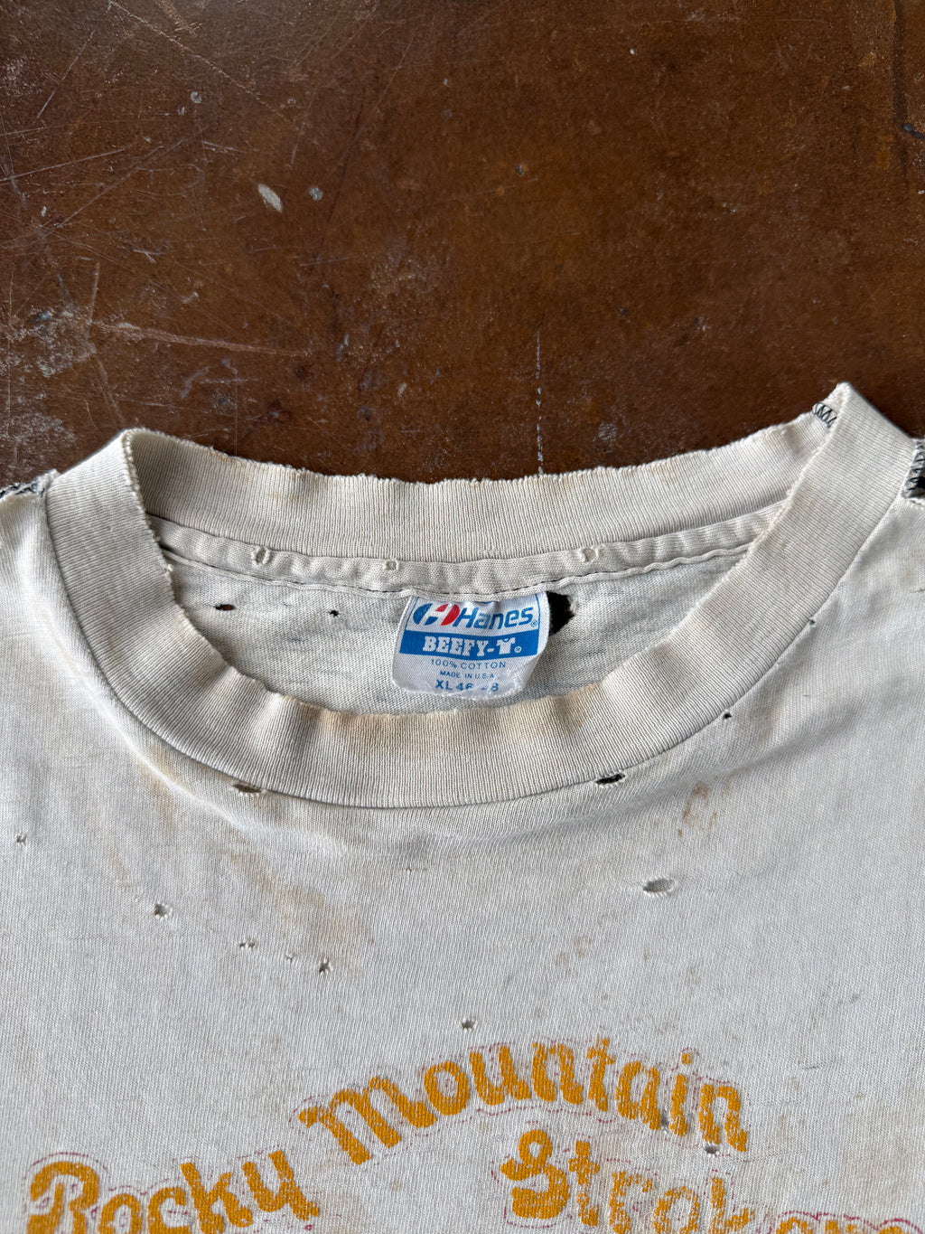 80s faded & distressed Rocky Mountain Strokers "hawg wild" biker shirt (XL)