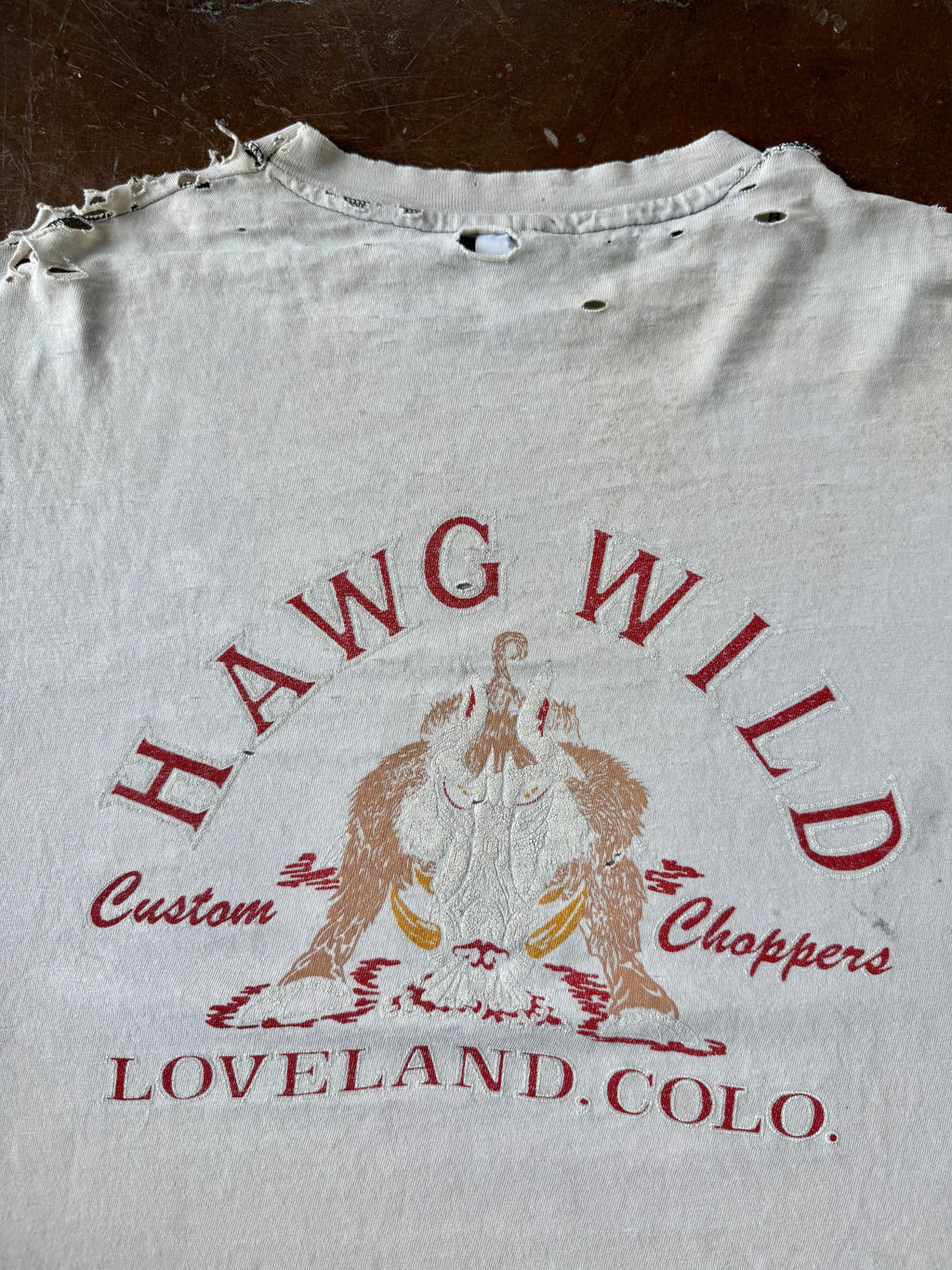 80s faded & distressed Rocky Mountain Strokers "hawg wild" biker shirt (XL)