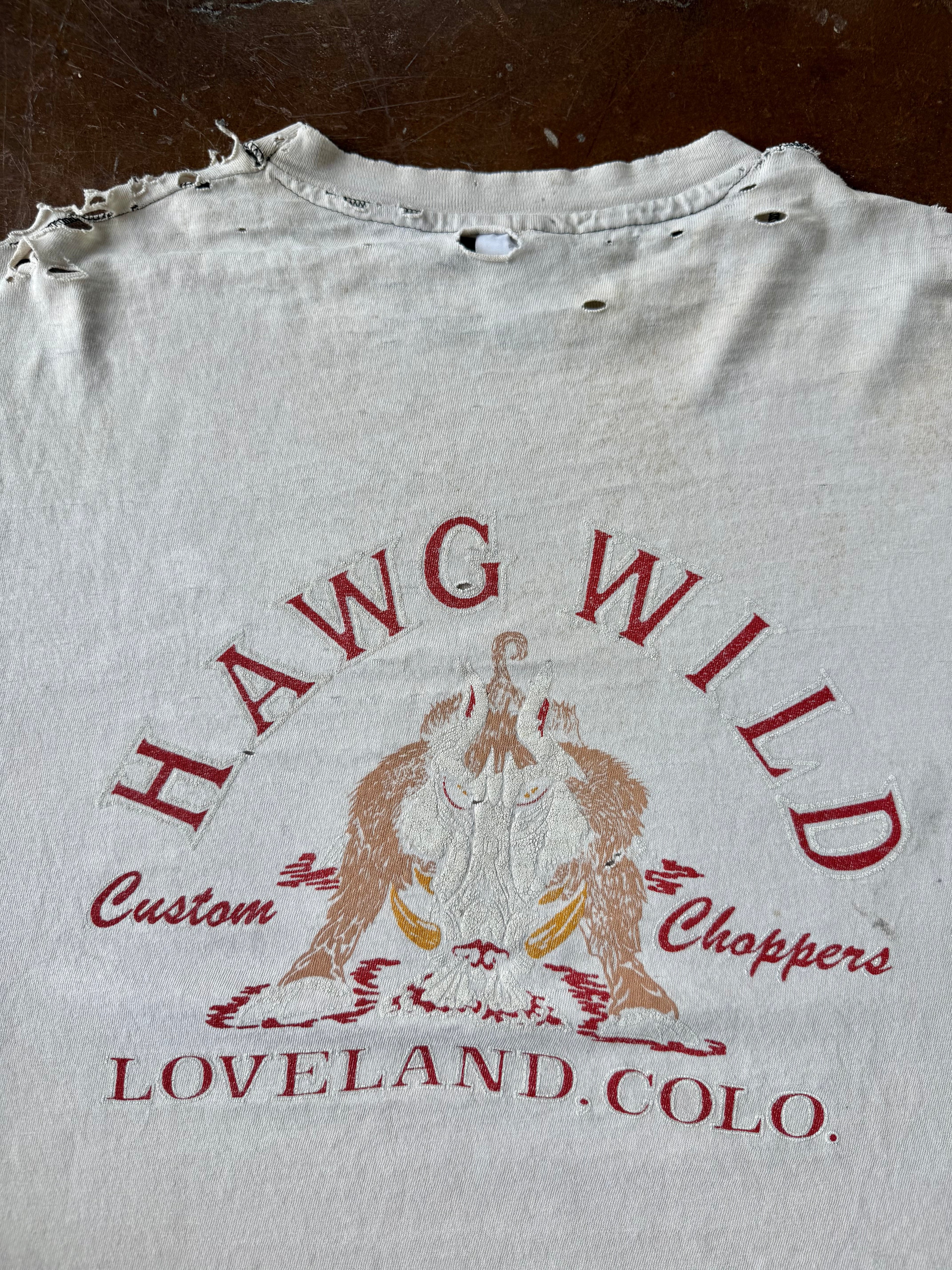 80s faded & distressed Rocky Mountain Strokers "hawg wild" biker shirt (XL)