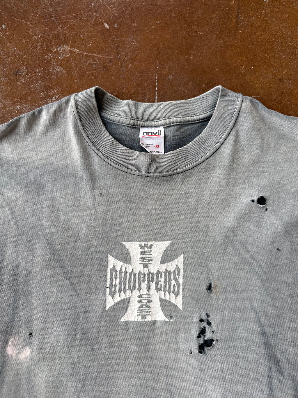 2000s faded & distressed West Coast Choppers "classic logo" biker cut-off shirt (XL)