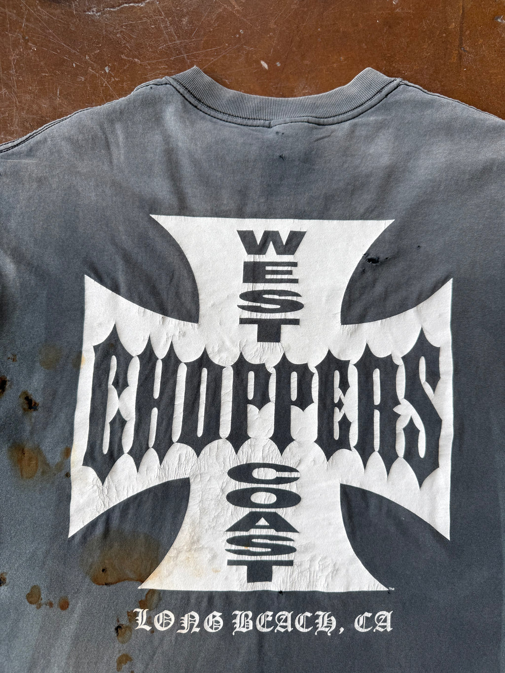 2000s faded & distressed West Coast Choppers "classic logo" biker cut-off shirt (XL)