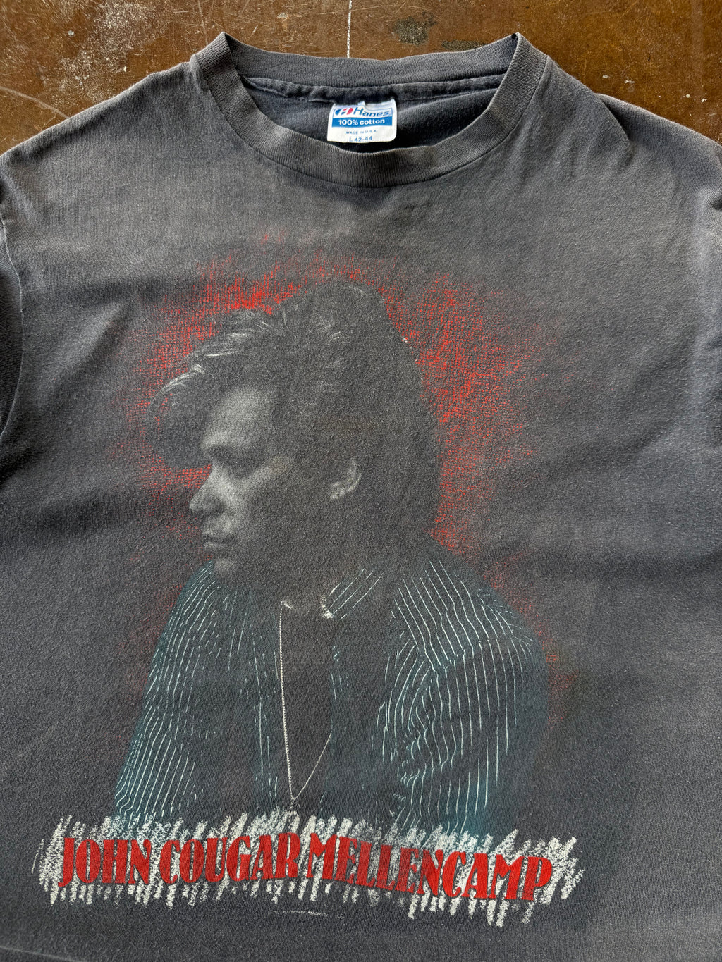 1985 faded John Cougar Mellencamp "scarecrow" tour shirt (LARGE)