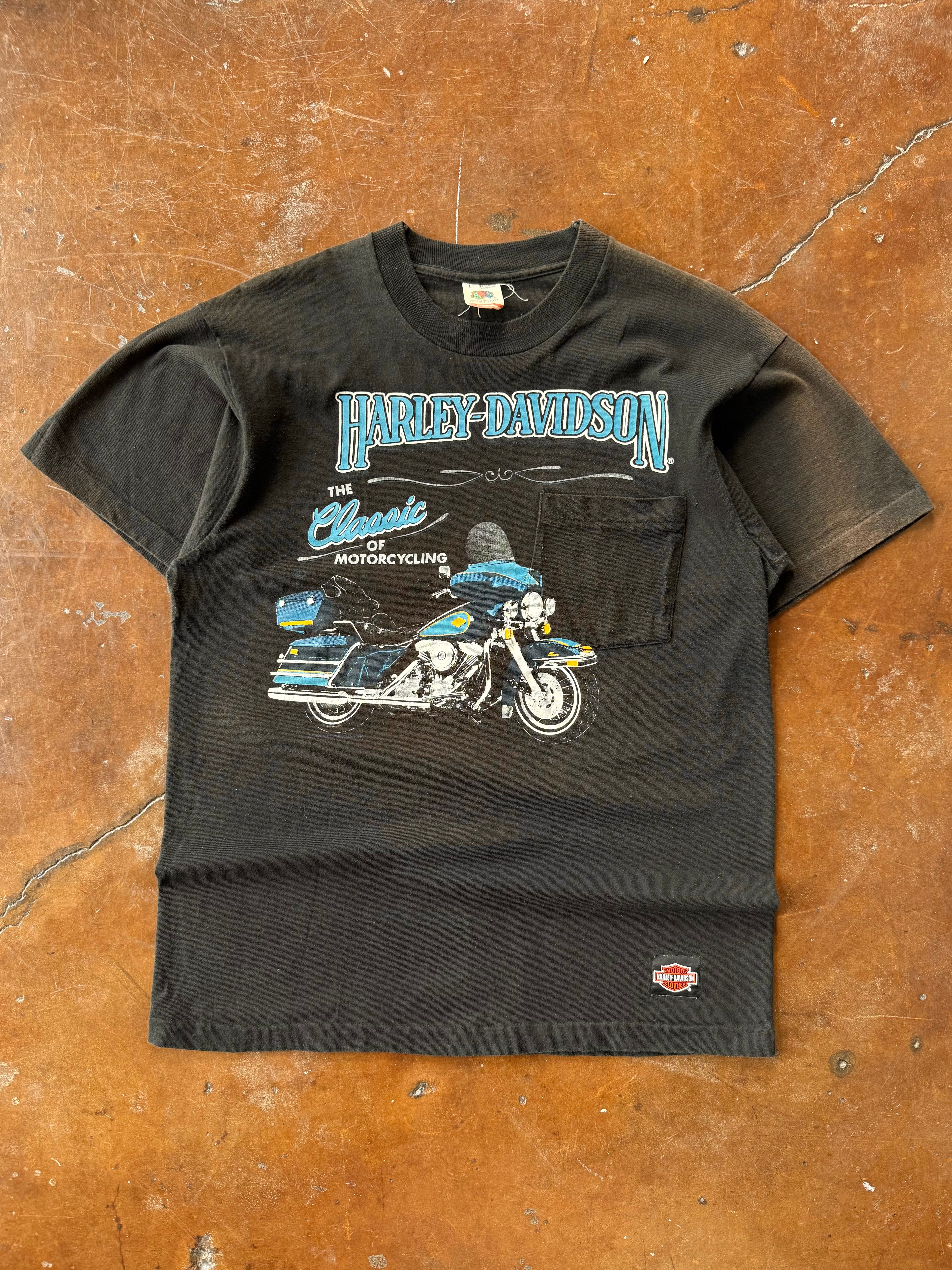 90s Harley Davidson "classic of motorcycling" biker pocket shirt (LARGE)