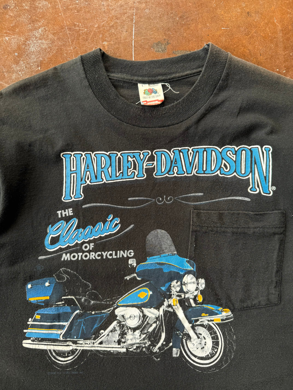 90s Harley Davidson "classic of motorcycling" biker pocket shirt (LARGE)