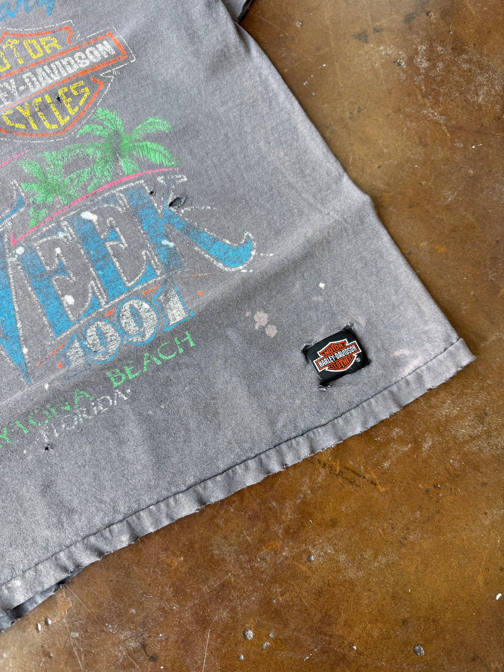 1991 faded Harley Davidson "bike week beach" biker shirt (LARGE)