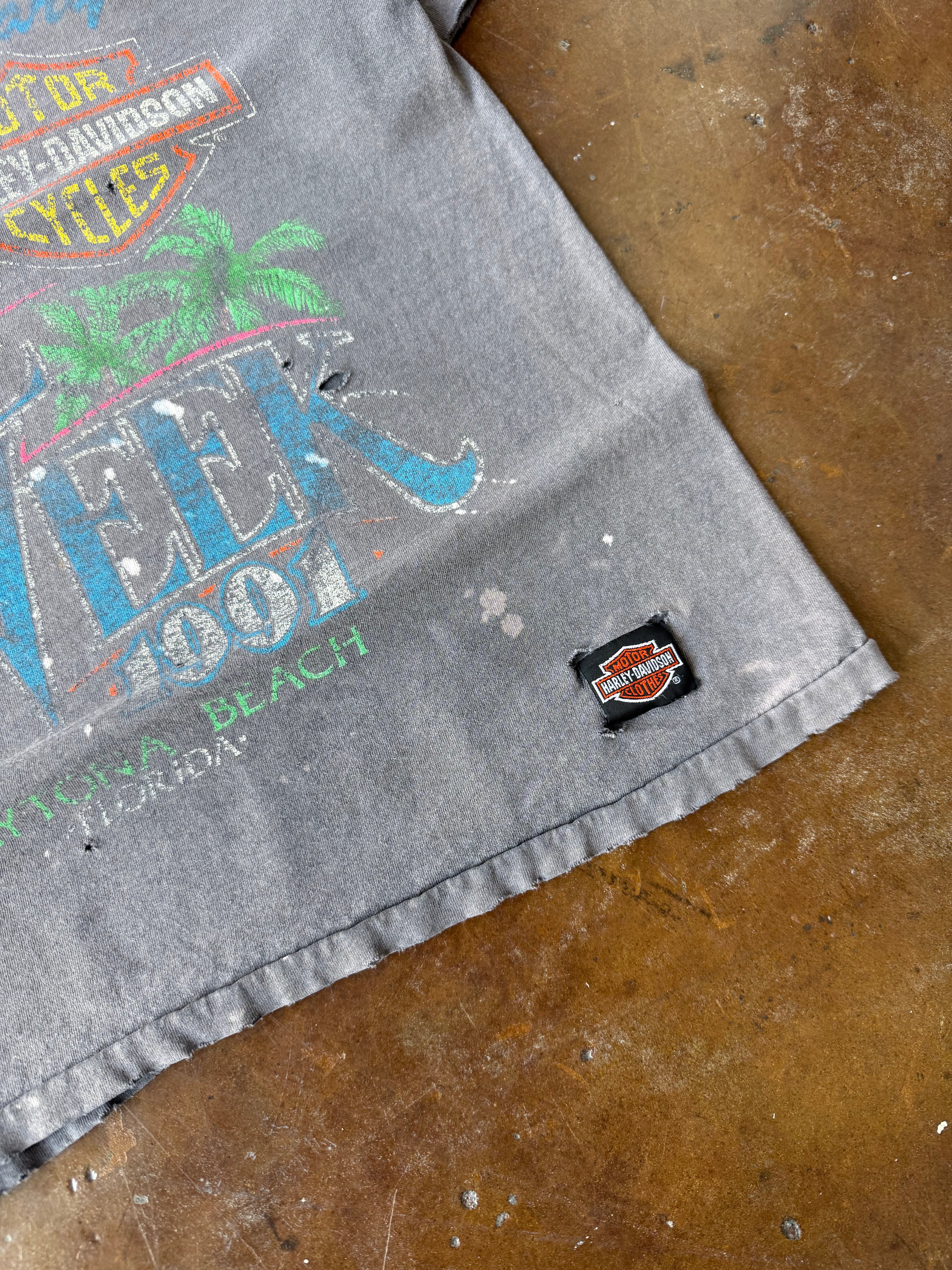 1991 faded Harley Davidson "bike week beach" biker shirt (LARGE)