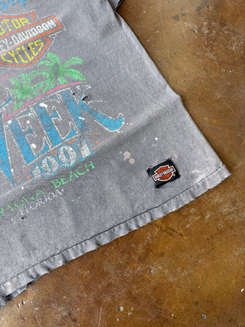 1991 faded Harley Davidson "bike week beach" biker shirt (LARGE)