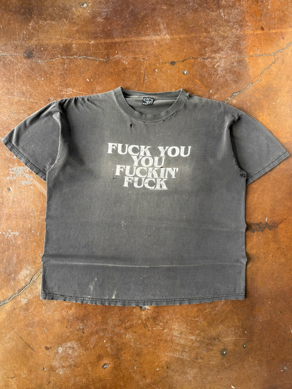 1996 faded & distressed Fuck You quote shirt (XL)