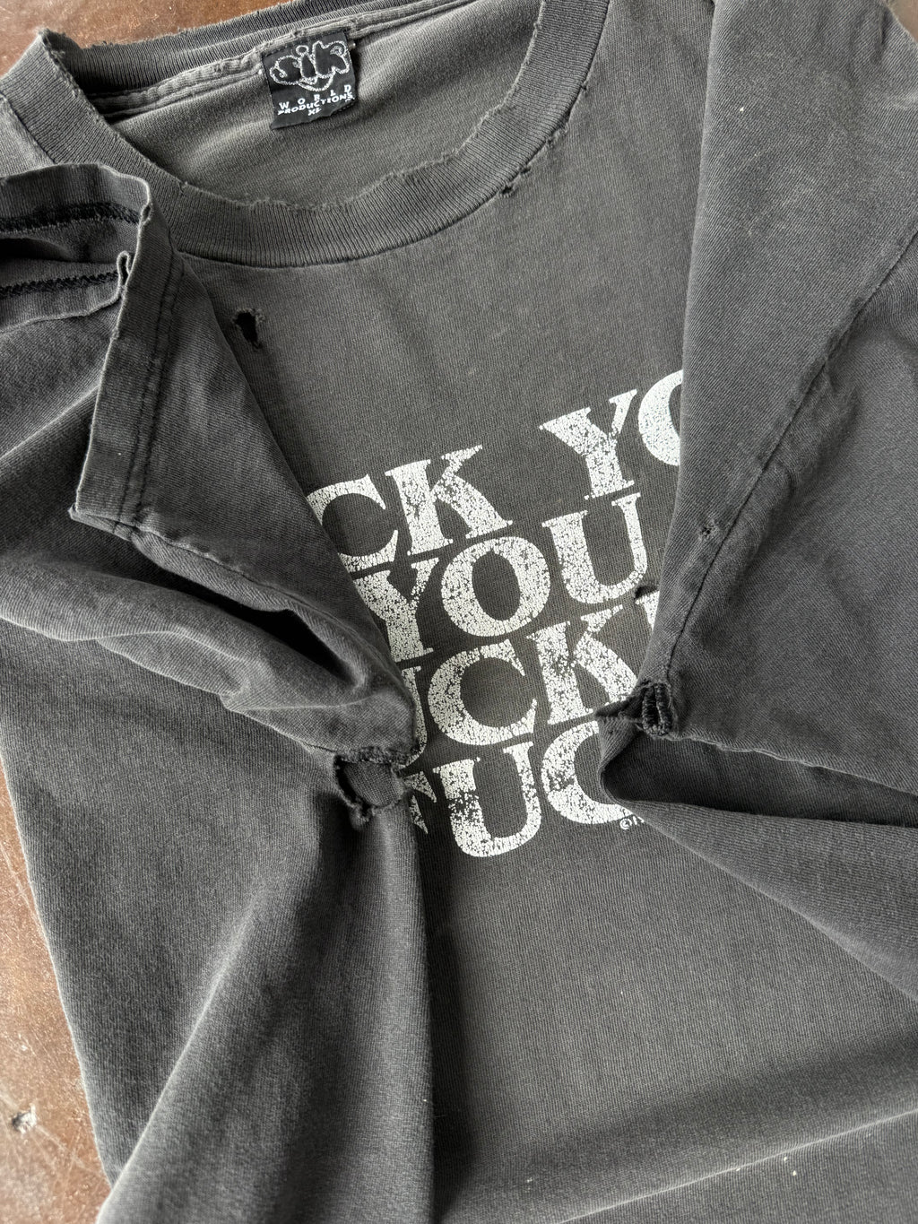 1996 faded & distressed Fuck You quote shirt (XL)